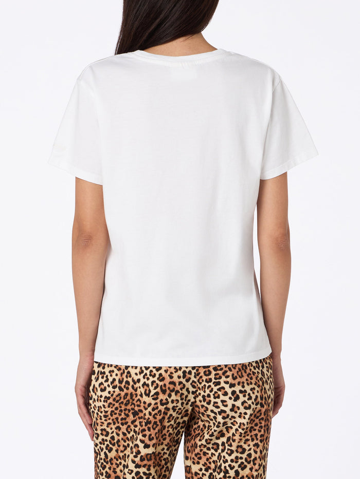 White Emilie Cotton T-Shirt With Embroidery
