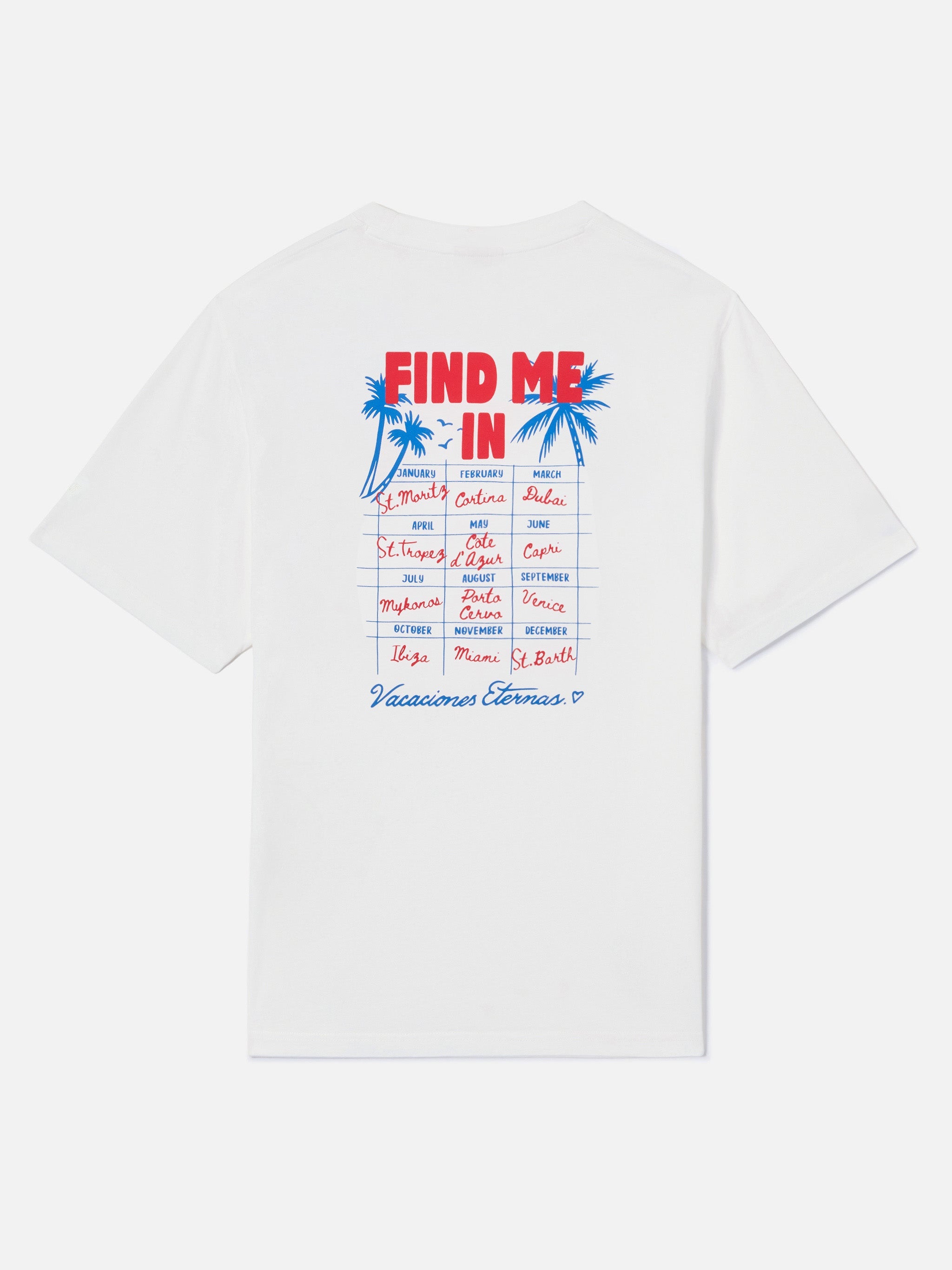 White Emilie T-Shirt With Find Me Vacation Print