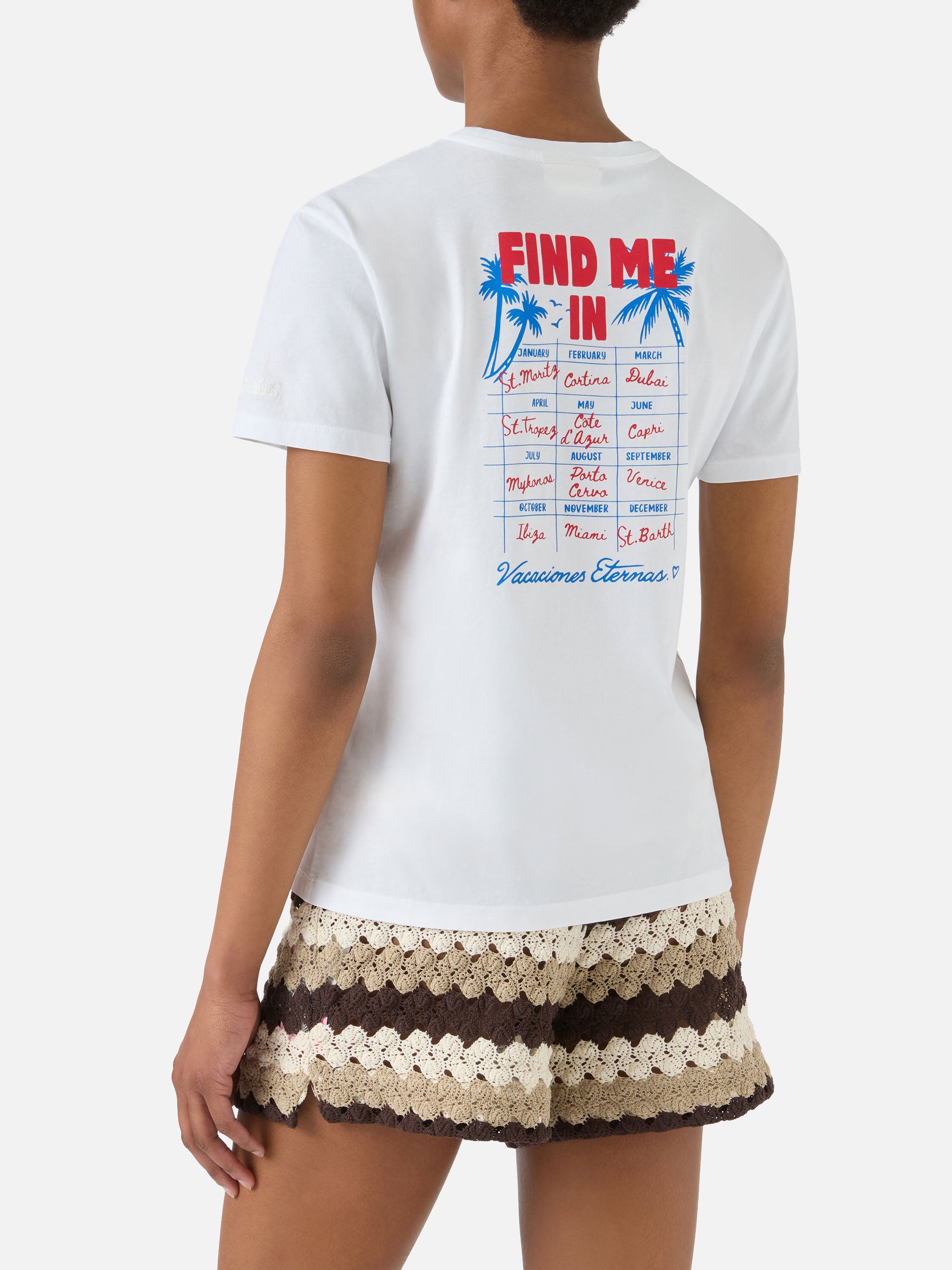 White Emilie T-Shirt With Find Me Vacation Print