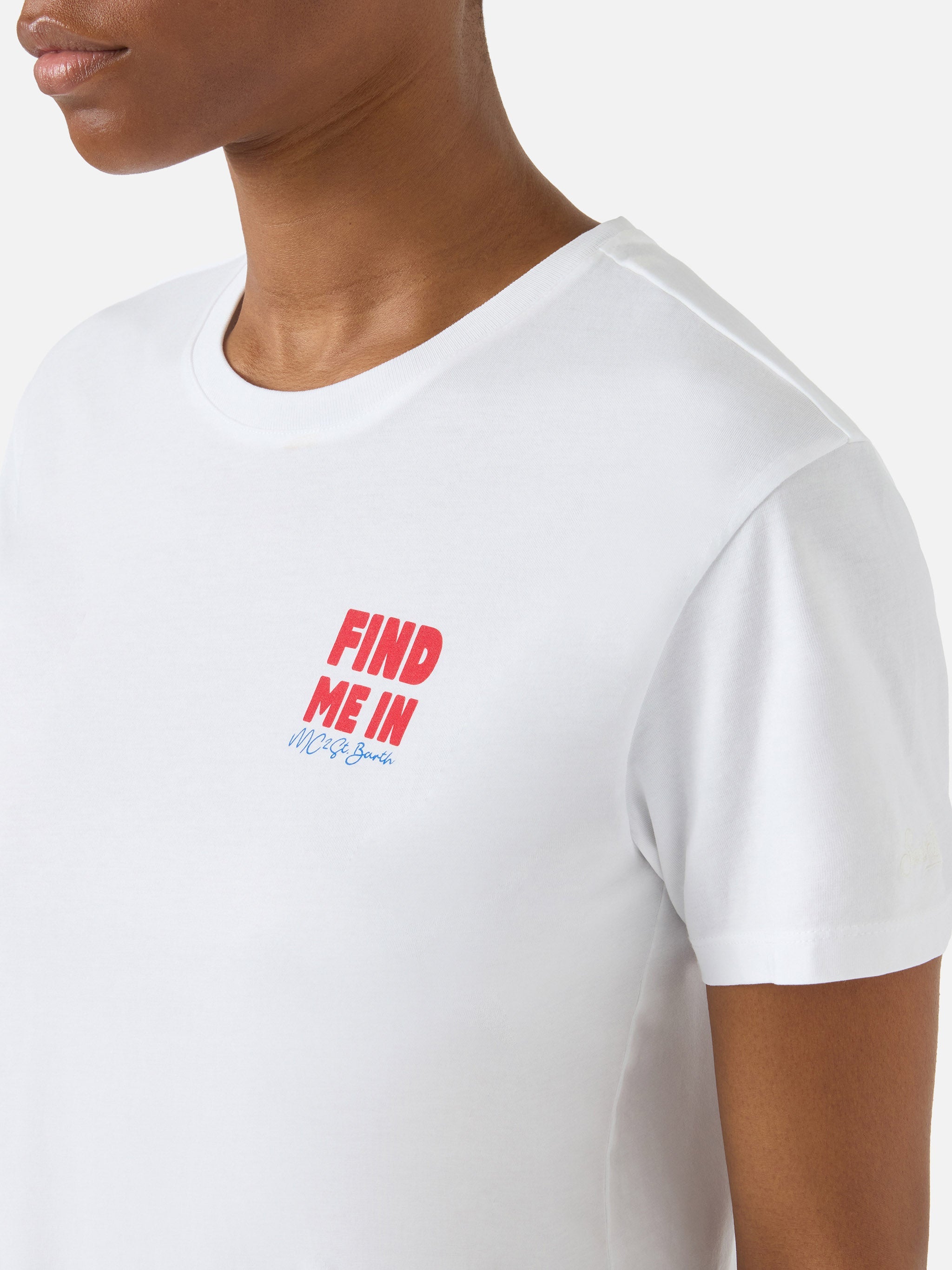 White Emilie T-Shirt With Find Me Vacation Print