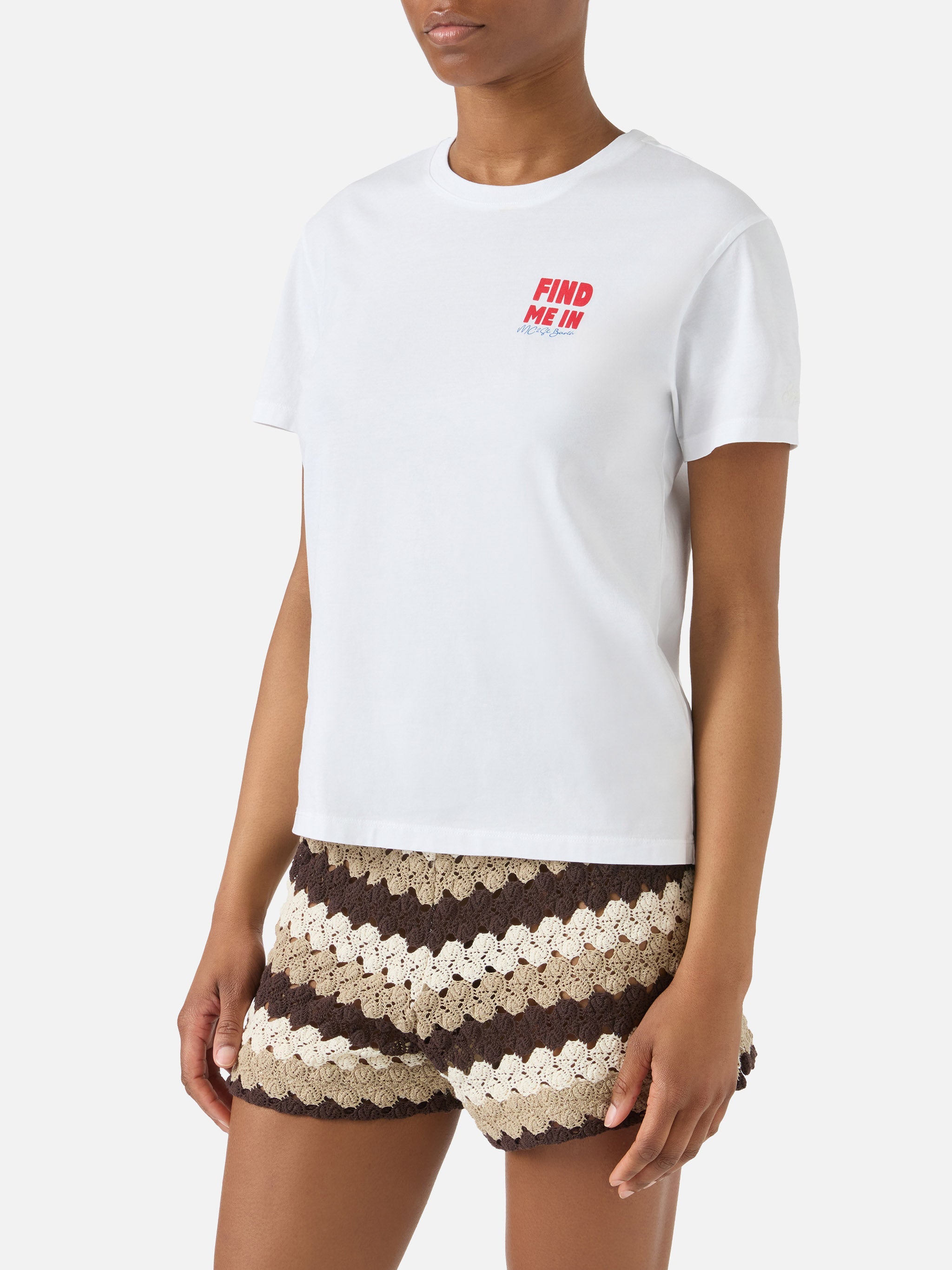 White Emilie T-Shirt With Find Me Vacation Print