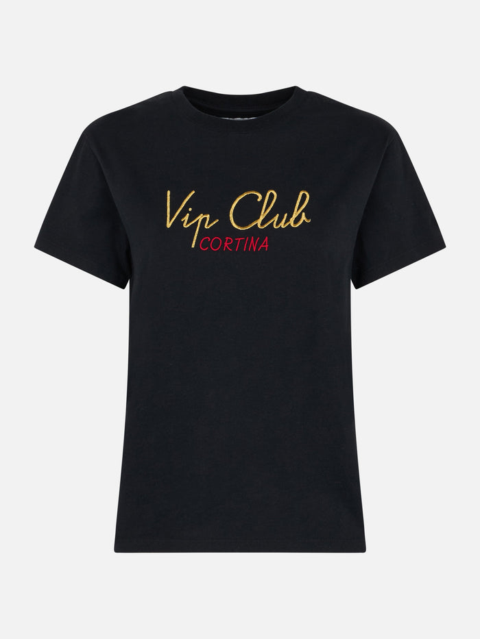 Black Emilie T-Shirt With Vip Club Cortina Embroidery | Special Edition