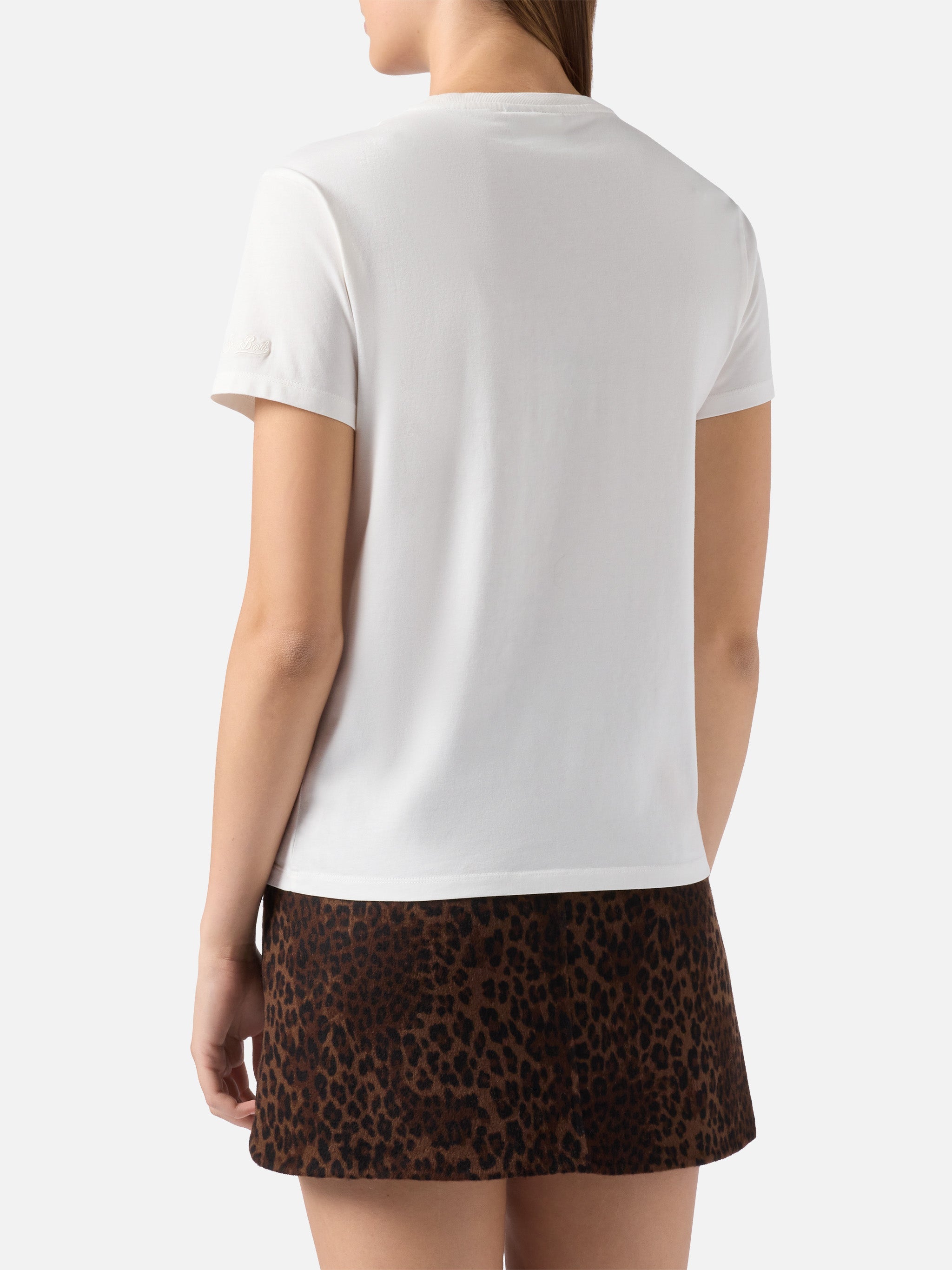 Emilie Organic Cotton T-Shirt White With Non Smetterò Mai Di Sp(l)endere Embroidery