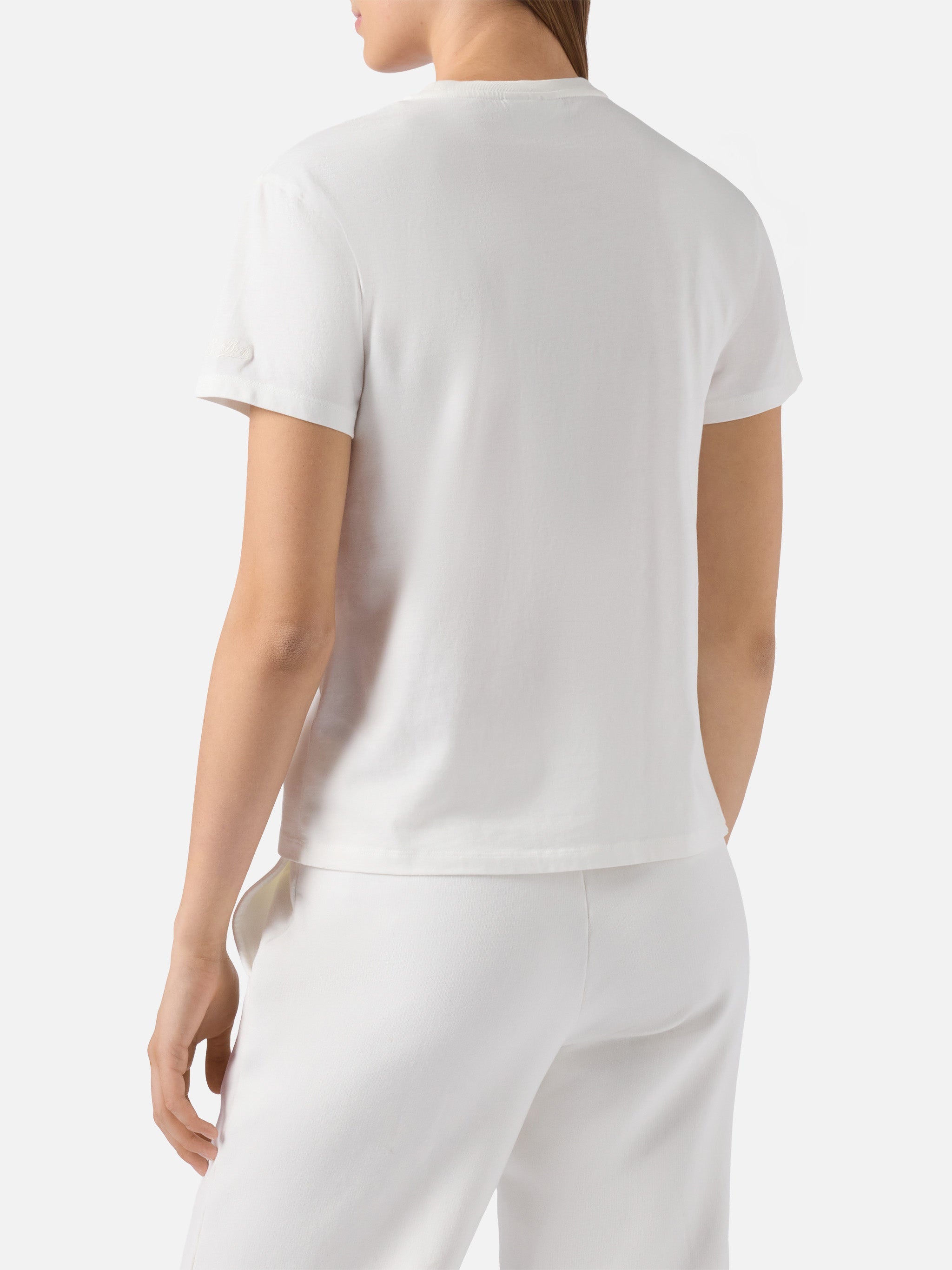 Emilie Cotton T-Shirt White With Love Is The Air Embroidery