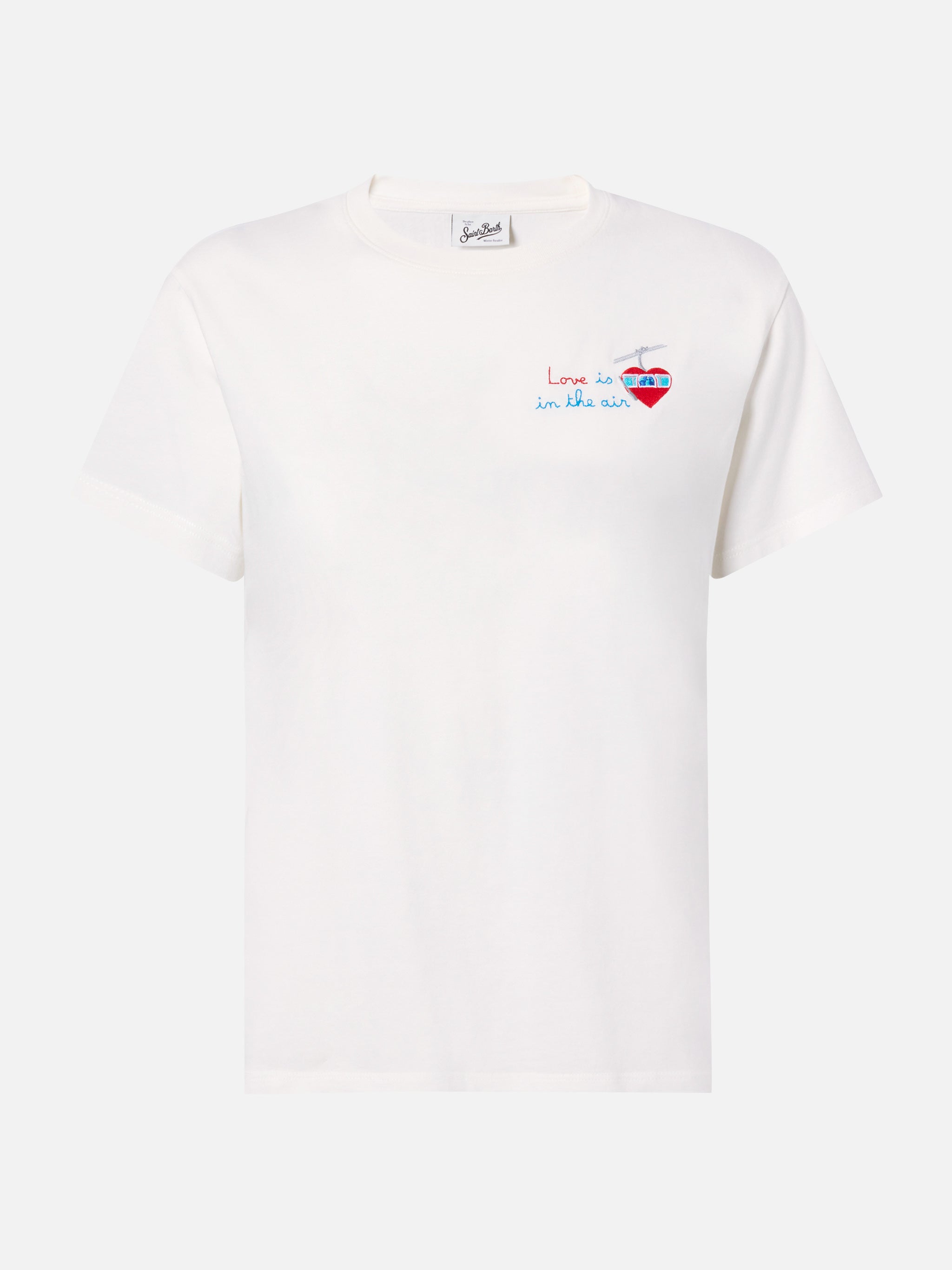 Emilie Cotton T-Shirt White With Love Is The Air Embroidery