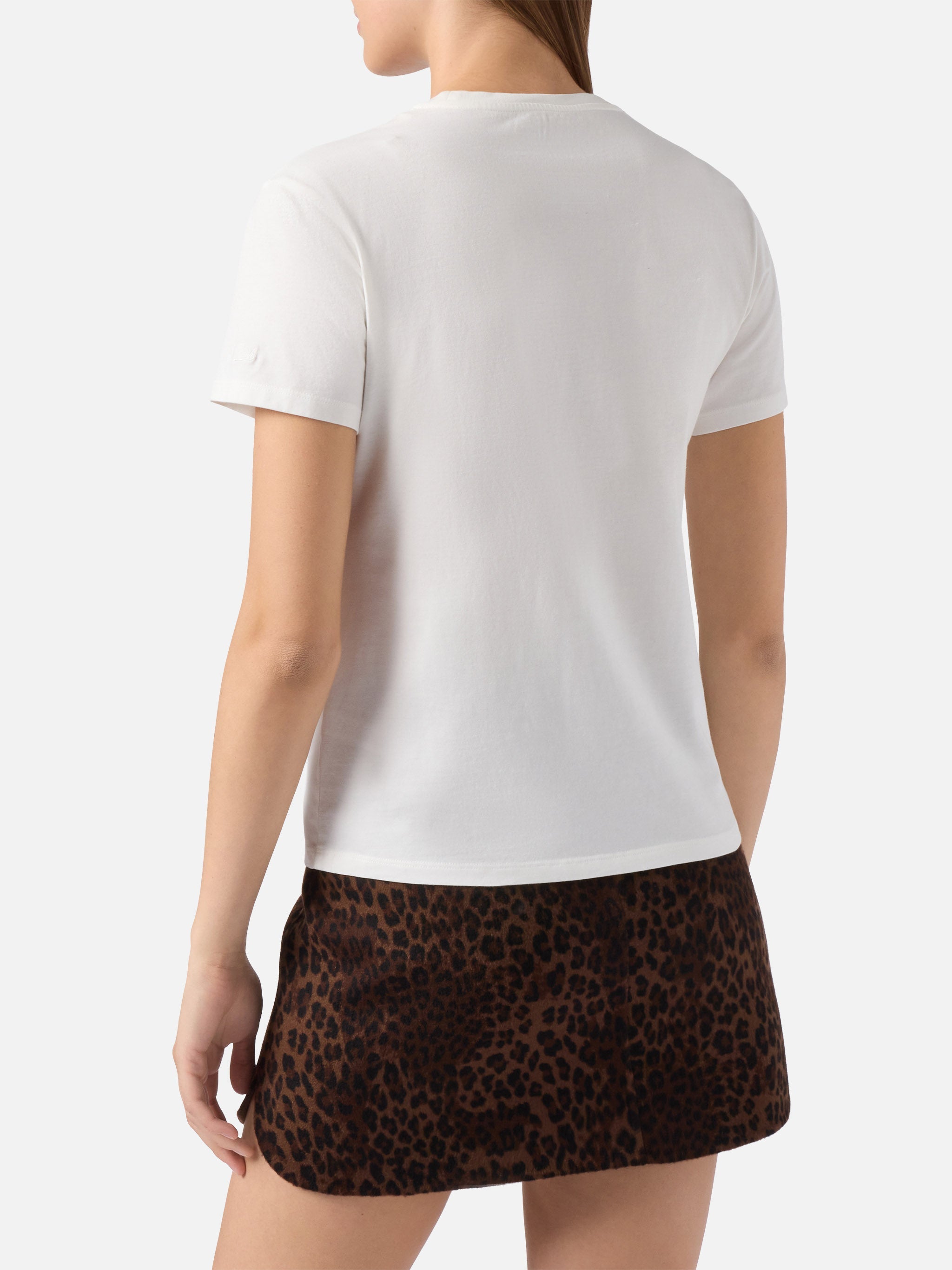 Emilie Cotton T-Shirt White With Vacanze Di Natale Silver Glitter Print | Special Edition
