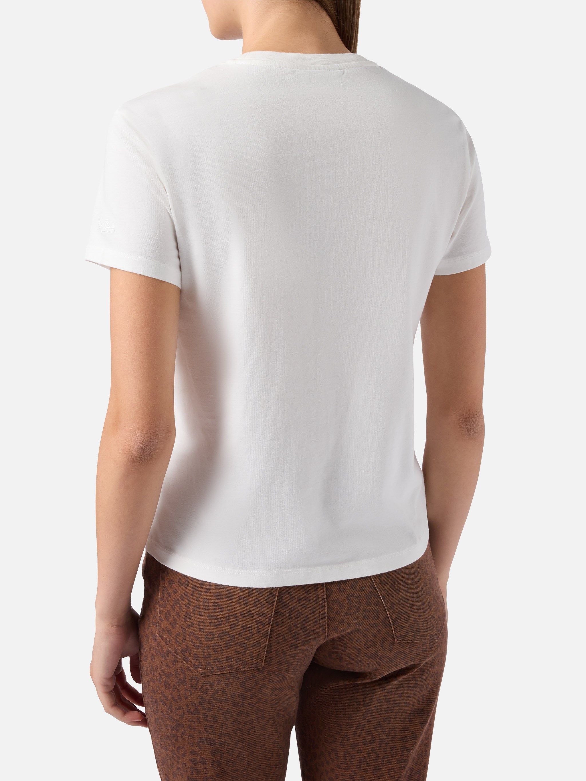 Emilie Organic Cotton T-Shirt White With Fatemi Santa Embroidery