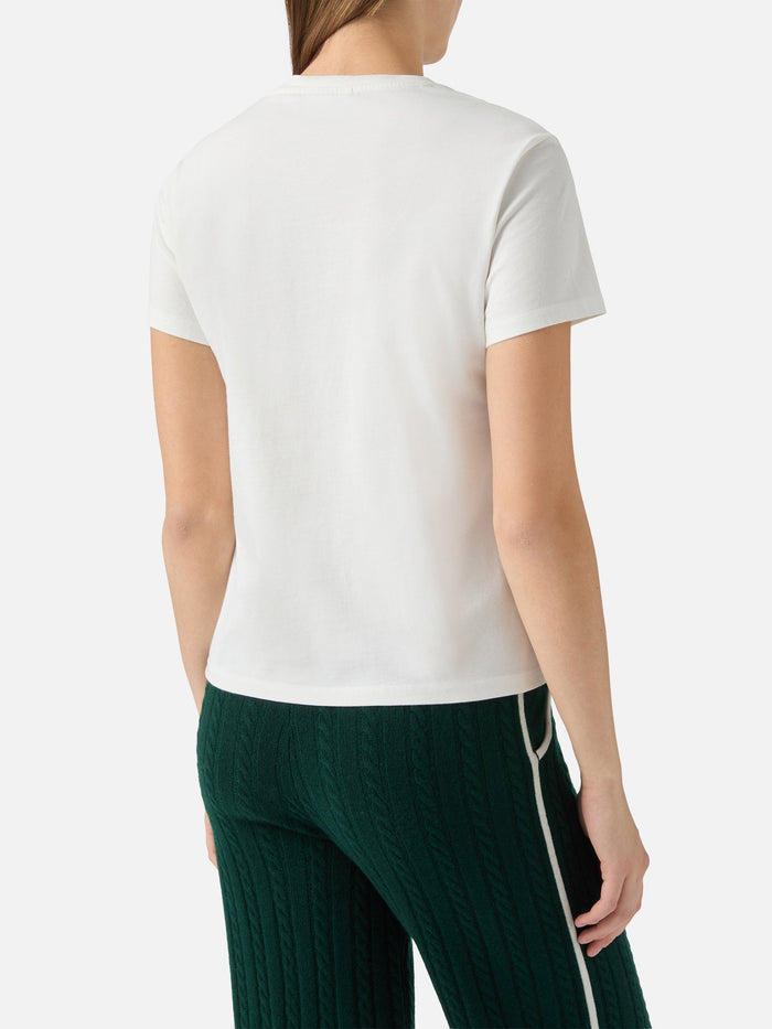 Emilie Cotton T-Shirt White With Mela Meno Embroidery