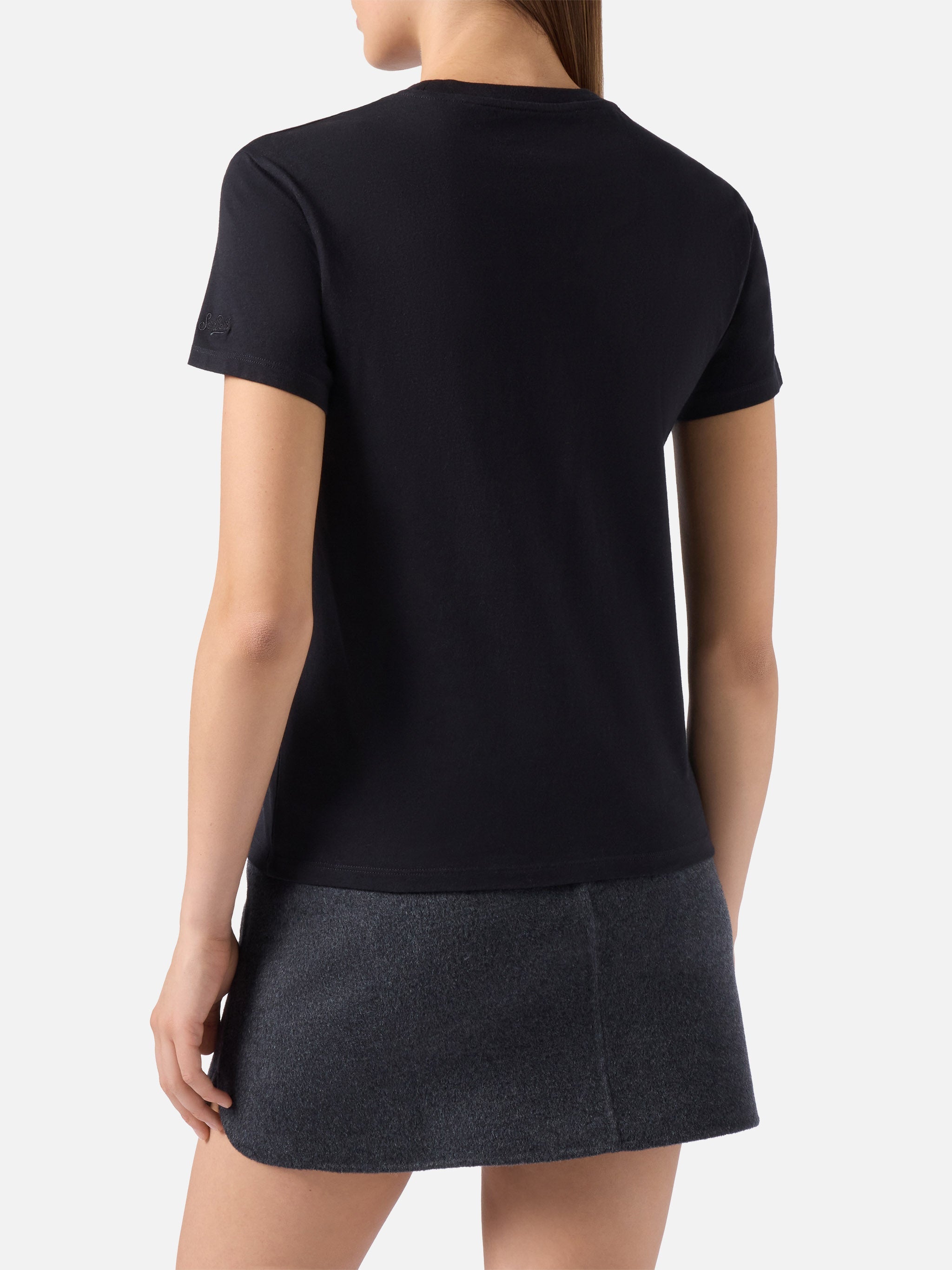 Emilie Cotton T-Shirt Black With Vacanze Di Natale Glitter Print | Special Edition
