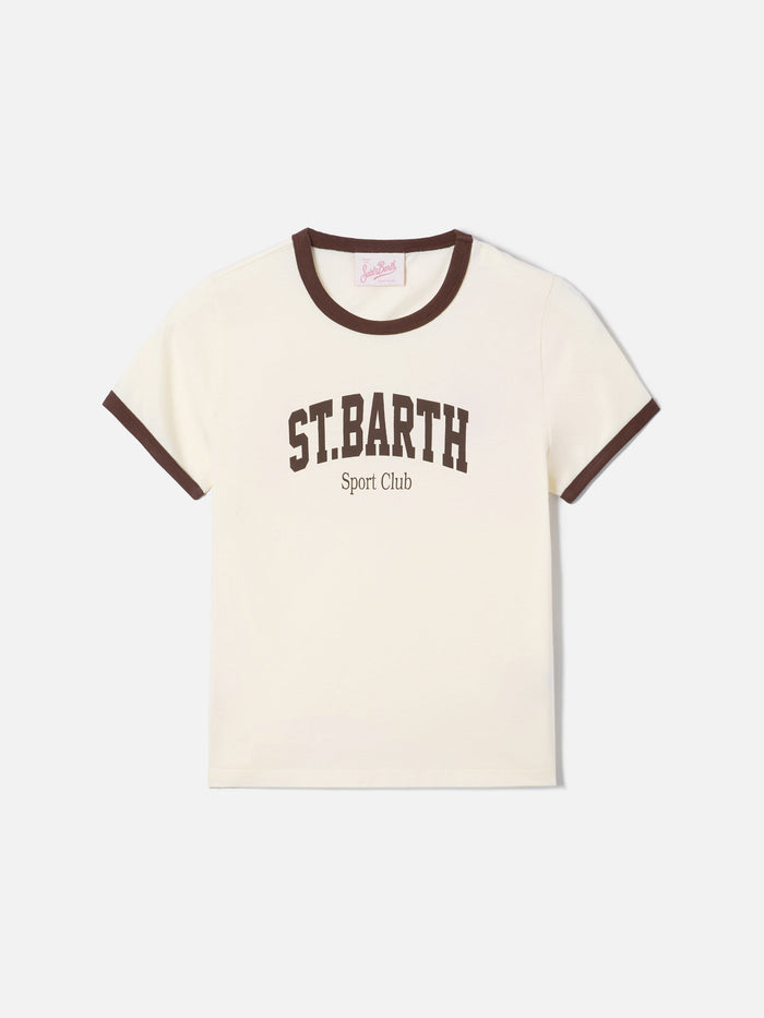 White Emilie String T-Shirt With Sport Club Print