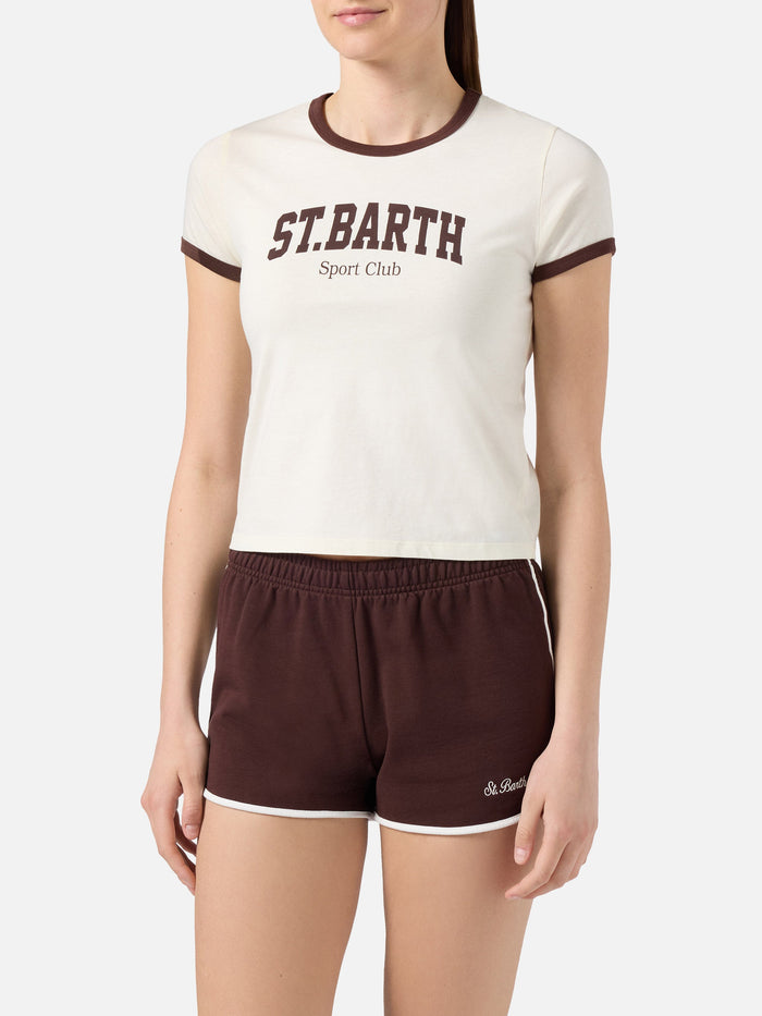White Emilie String T-Shirt With Sport Club Print