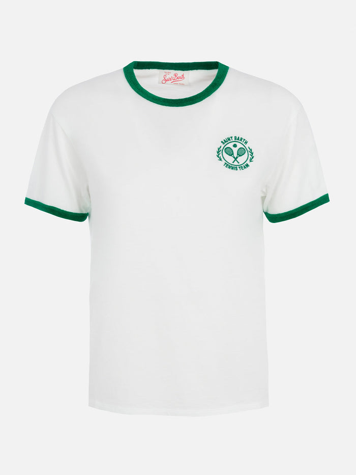 Emilie Cotton T-Shirt With Terry Details And Embroidery White