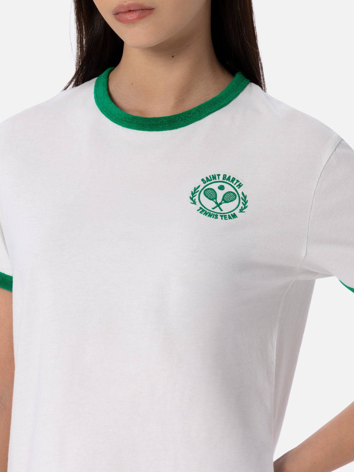 Emilie Cotton T-Shirt With Terry Details And Embroidery White