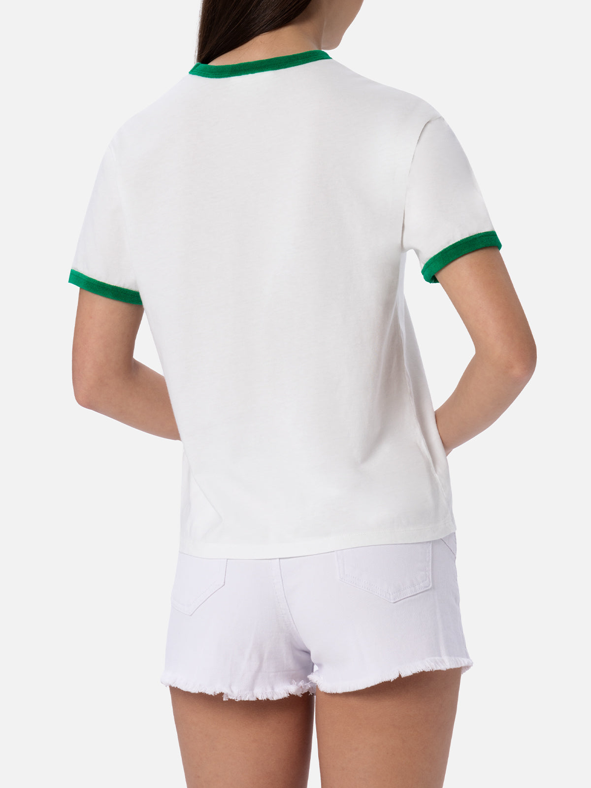 Emilie Cotton T-Shirt With Terry Details And Embroidery White