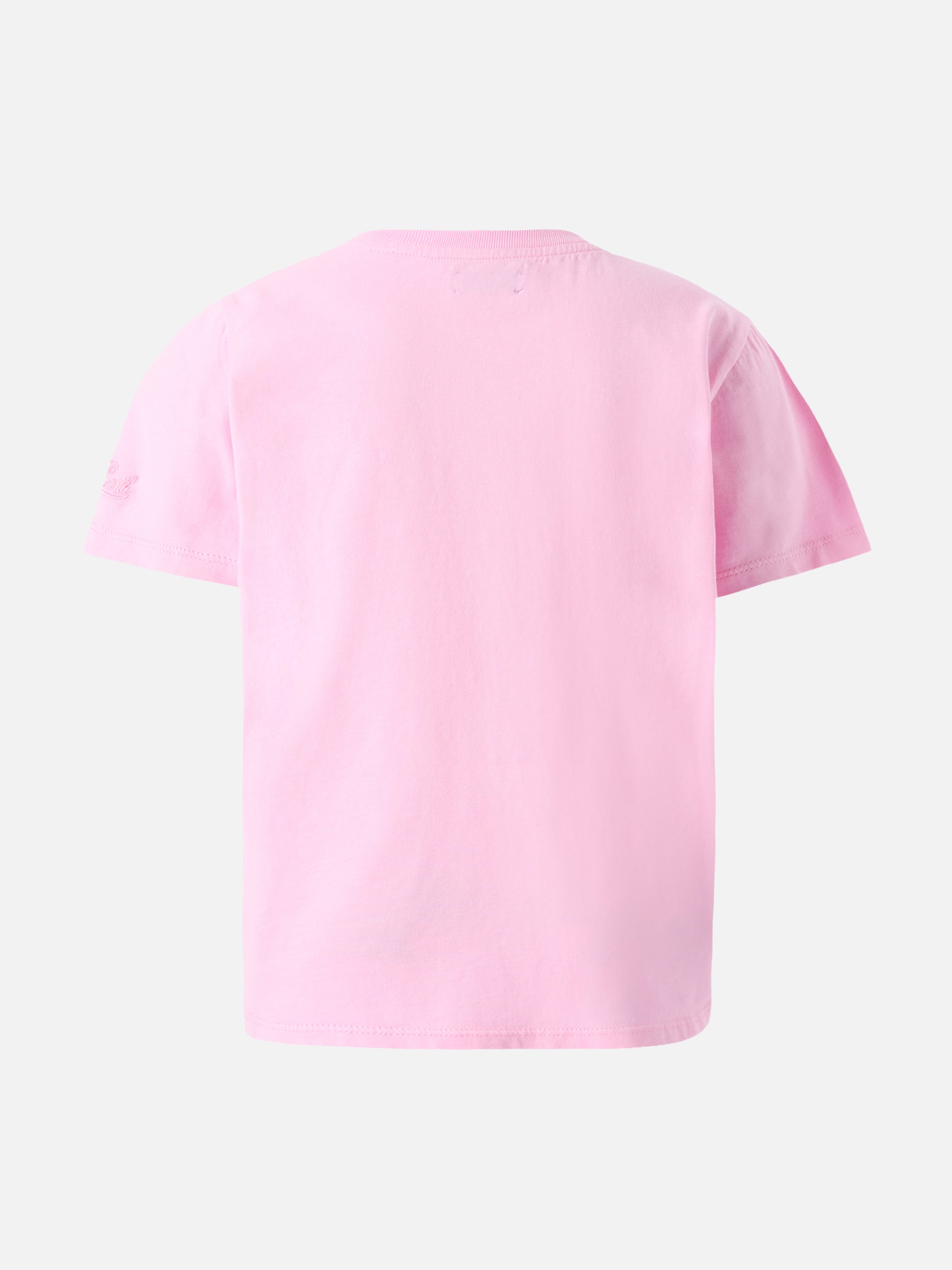 Cotton T-Shirt Emma With Smurfette Print And St. Barth Rubacuori Embroidery Pink