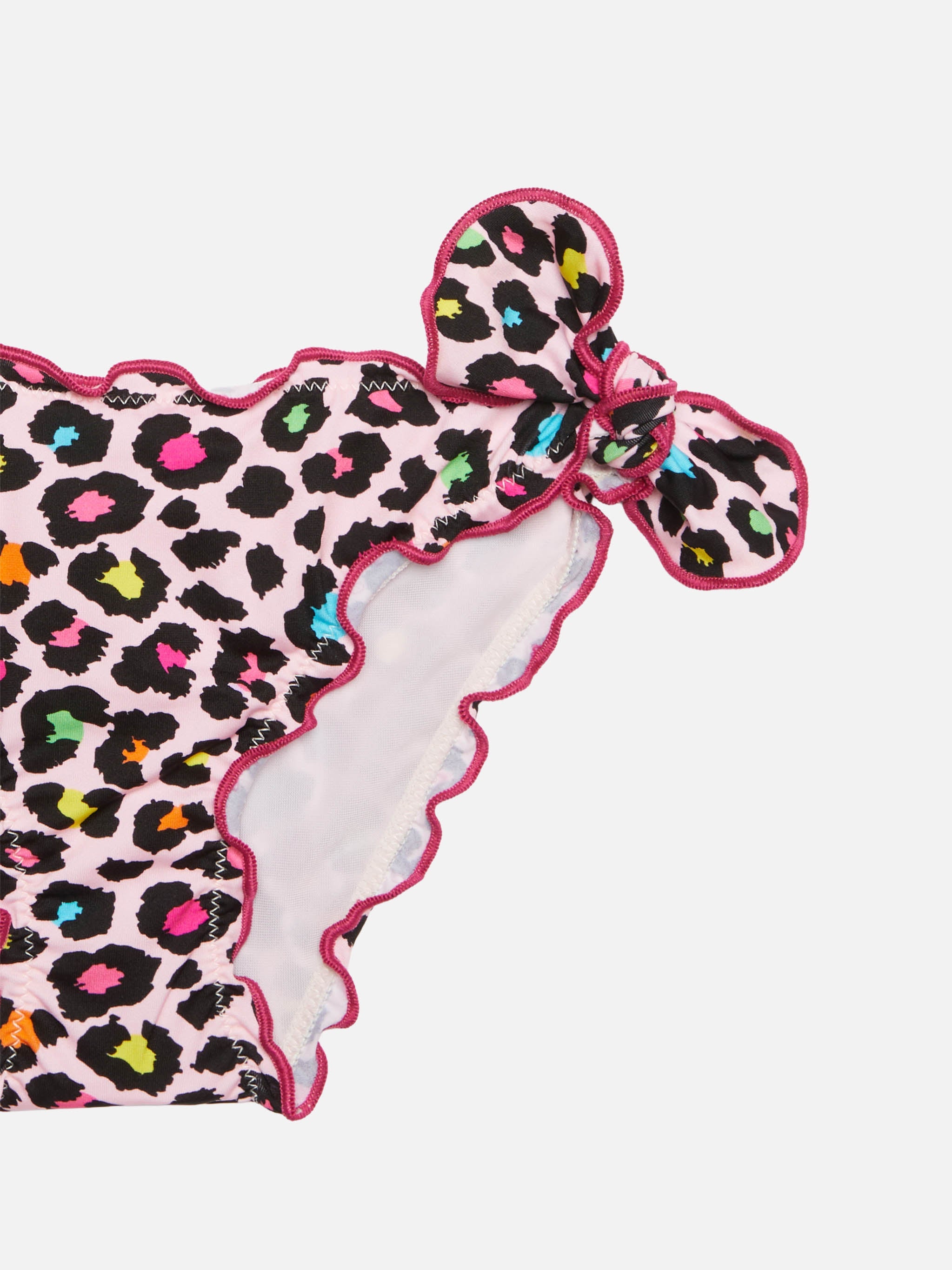Girl Bandeau Bikini With Leopard Print Pink