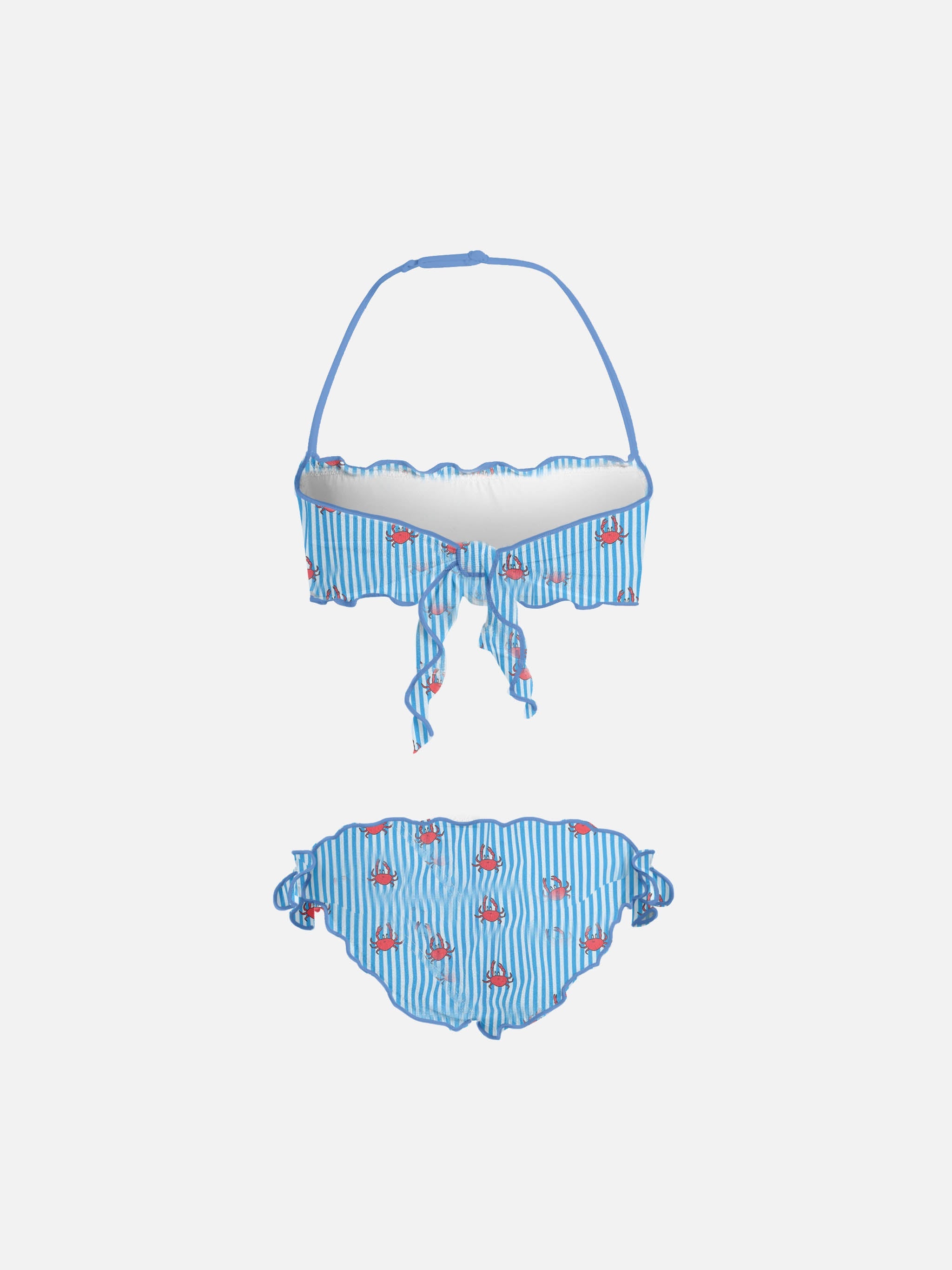 Girl Classic Bandeau Bikini Emy With Crab Print Bluette