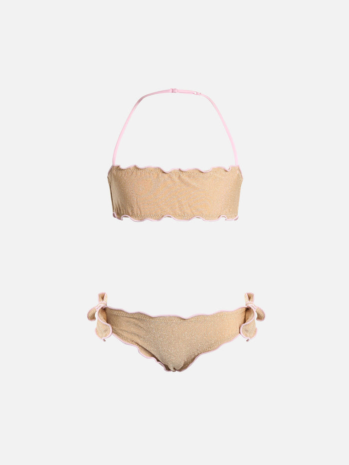 Girl Lurex Classic Bandeau Bikini Emy White