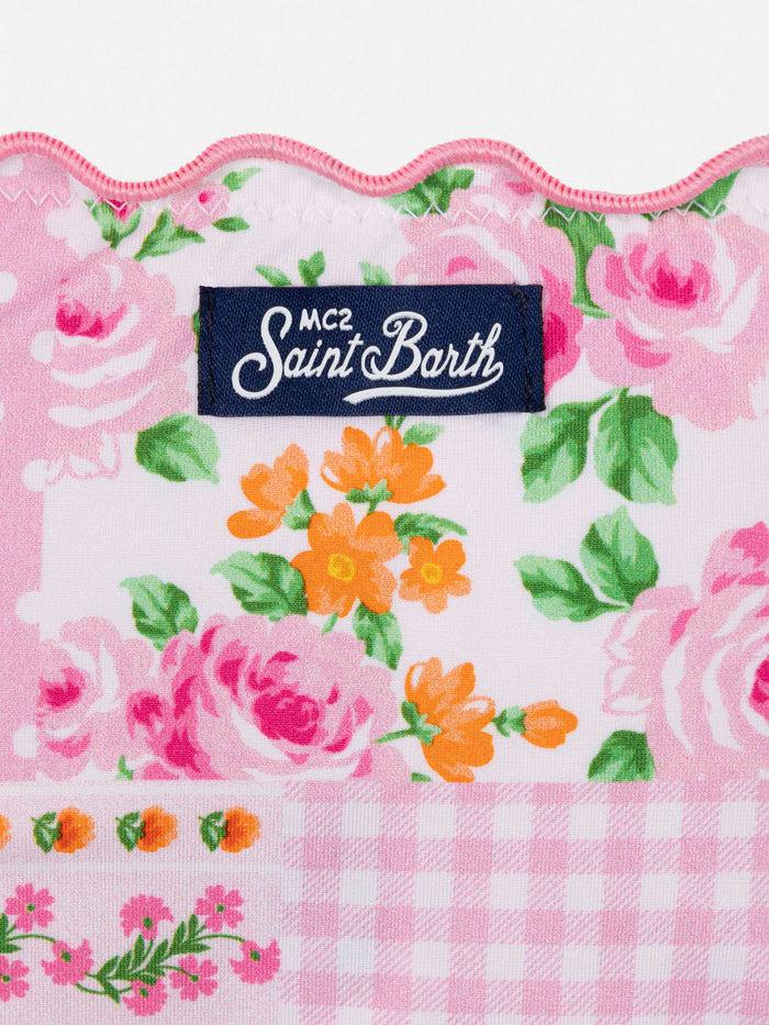 Emy Classic Bandeau Bikini With Flower Patch Print __single__