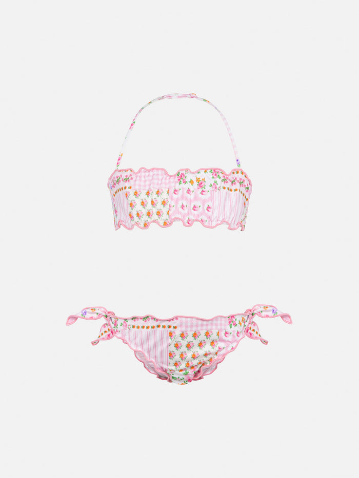 Emy Classic Bandeau Bikini With Flower Patch Print __single__
