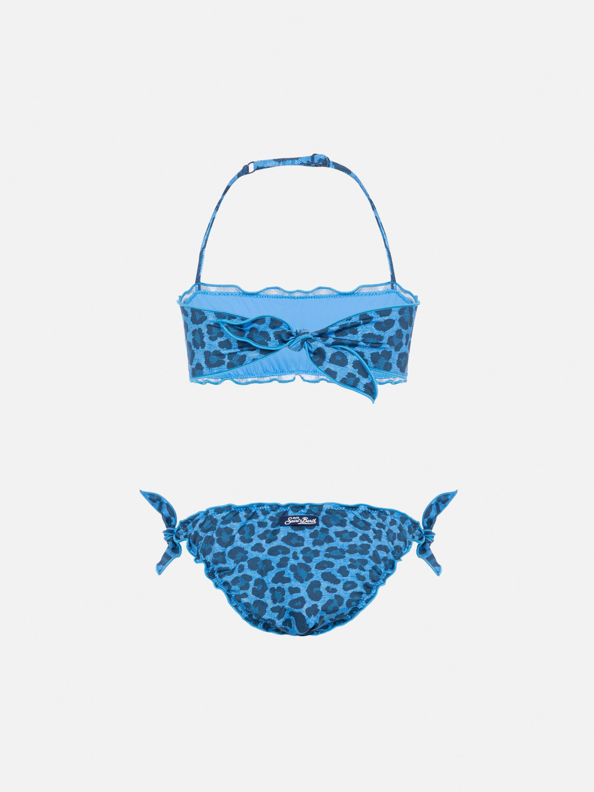 Emy Classic Bandeau Bikini With Animalier Print Blue
