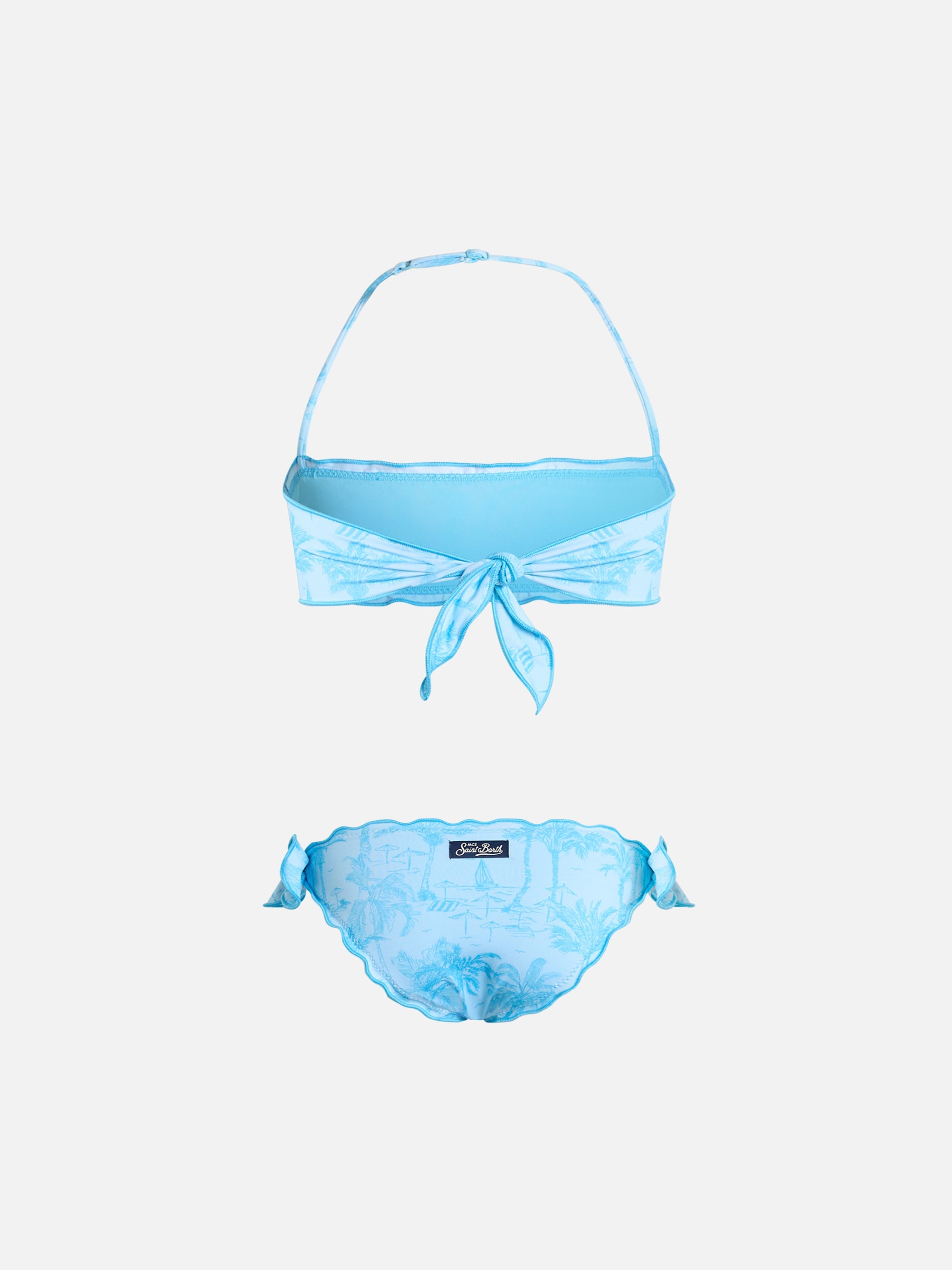 Girl Classic Bandeau Bikini Emy With Toile De Jouy Print Sky