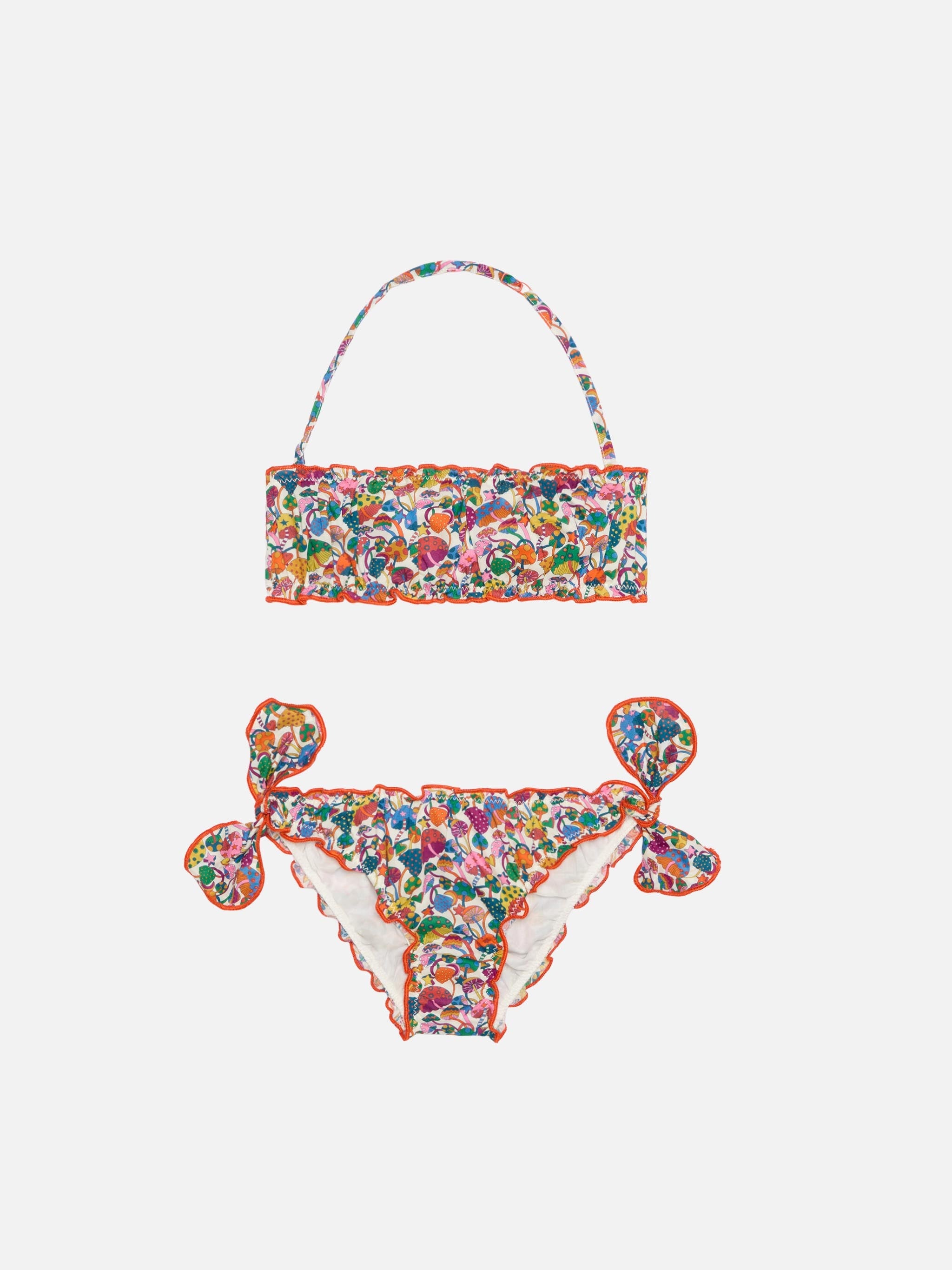 Girl Bandeau Bikini With Liberty Print | Made Fabric Orange
