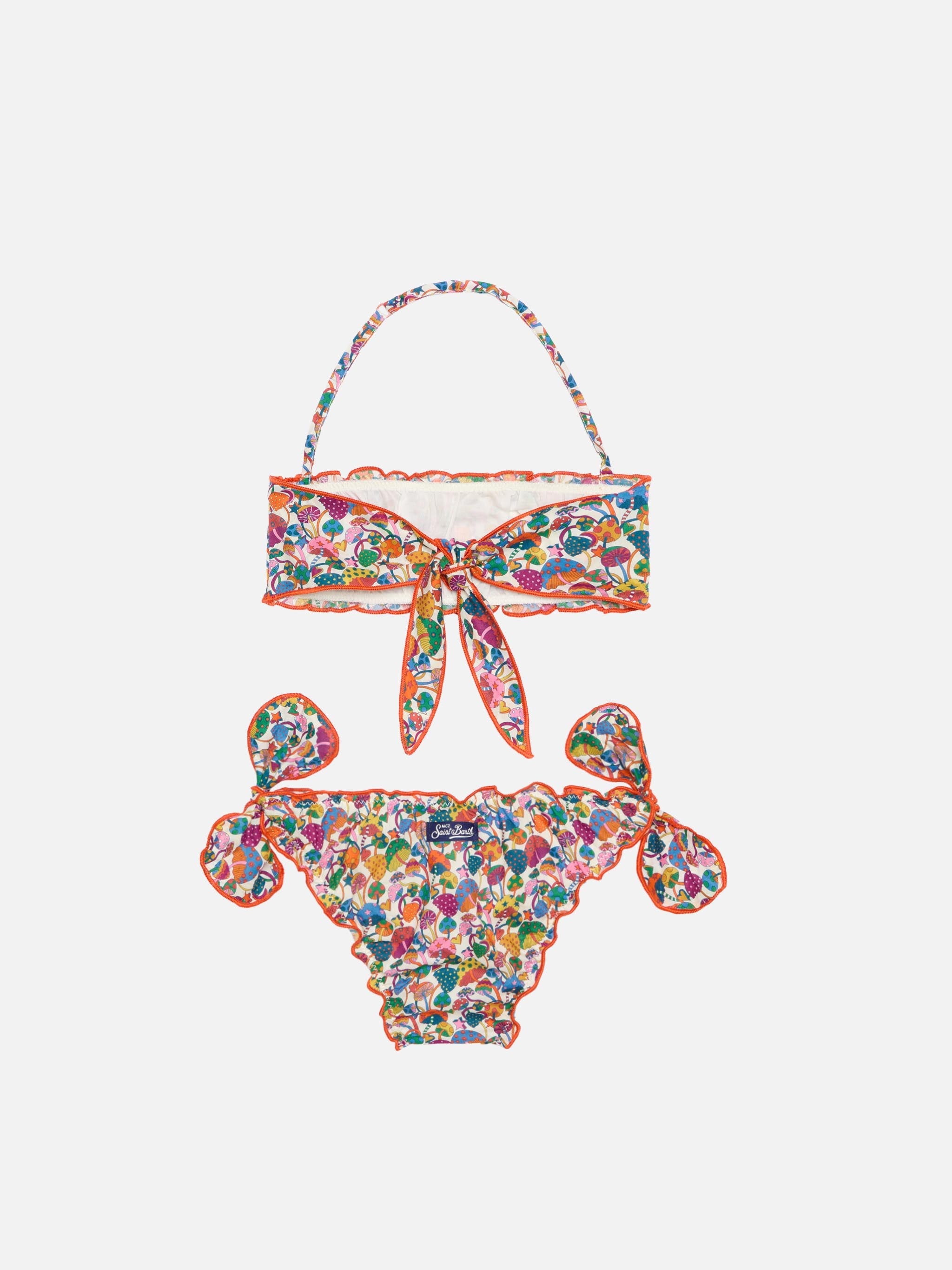 Girl Bandeau Bikini With Liberty Print | Made Fabric Orange