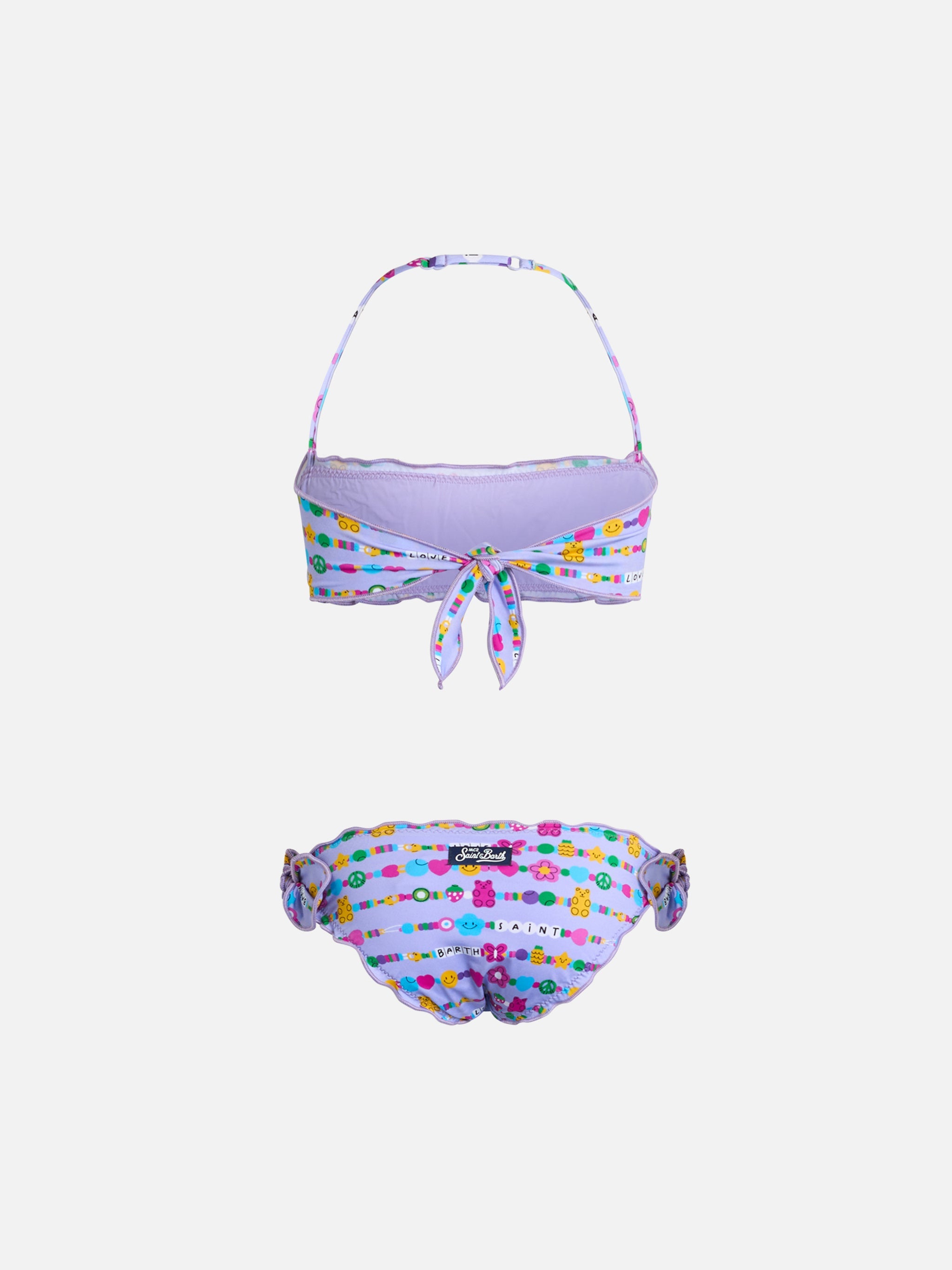 Girl Classic Bandeau Bikini Emy With Bracelets Print Pink