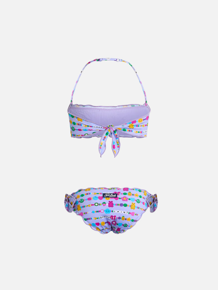 Girl Classic Bandeau Bikini Emy With Bracelets Print Pink
