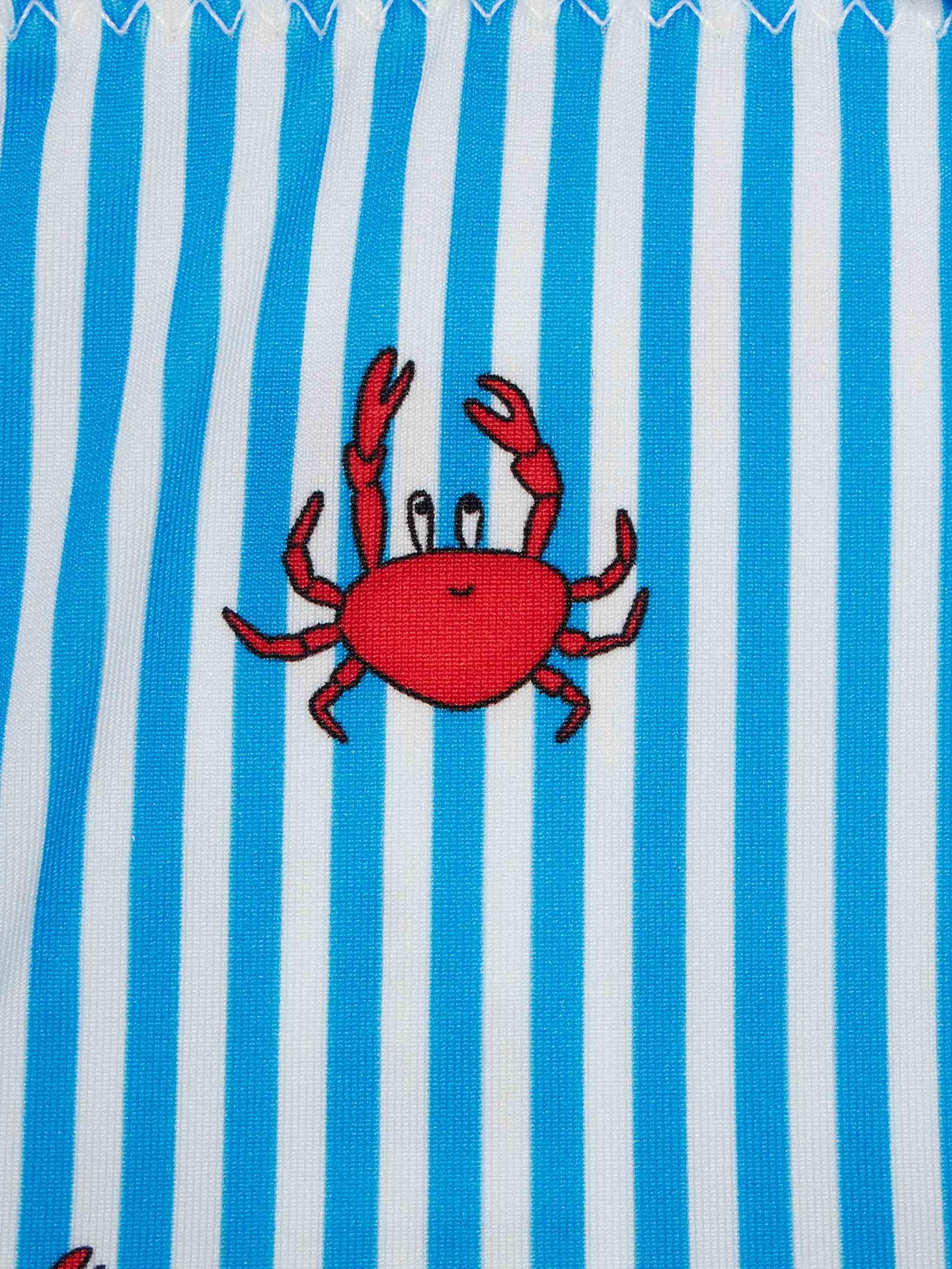 Girl Classic Bandeau Bikini Emy With Crab Print Bluette