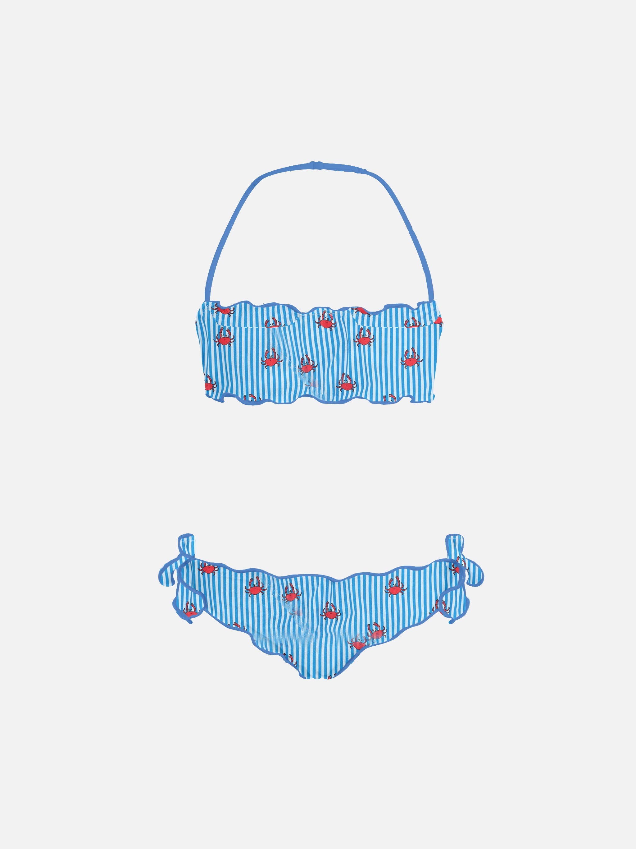 Girl Classic Bandeau Bikini Emy With Crab Print Bluette