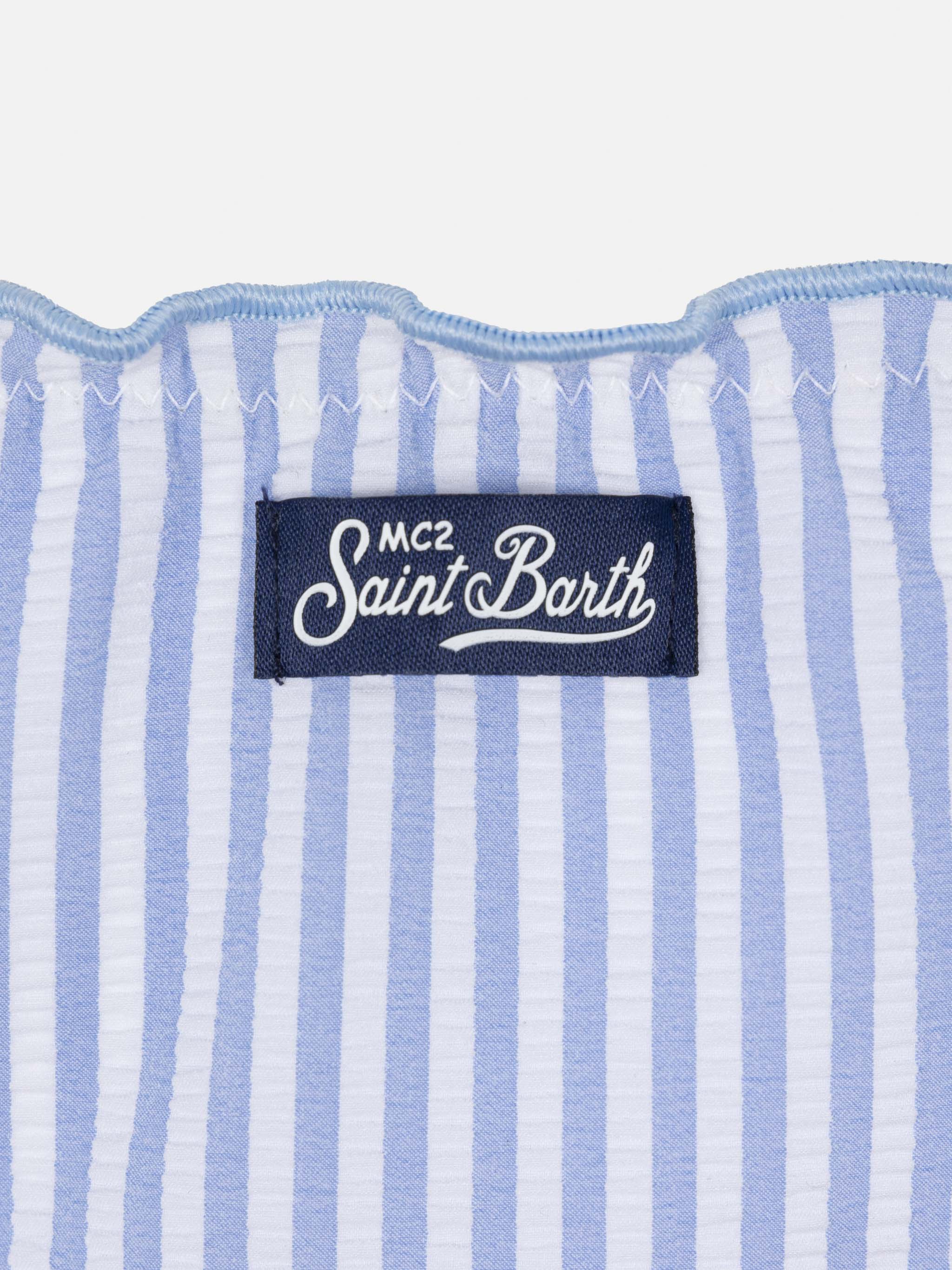 Emy Classic Bandeau Seersucker Bikini With Striped Print Sky