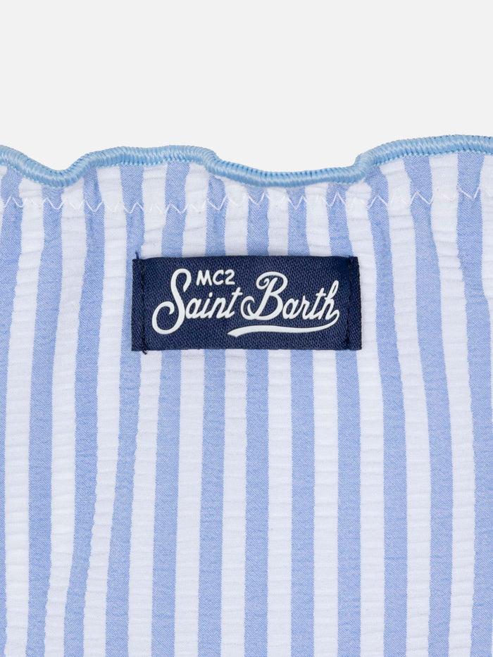 Emy Classic Bandeau Seersucker Bikini With Striped Print Sky