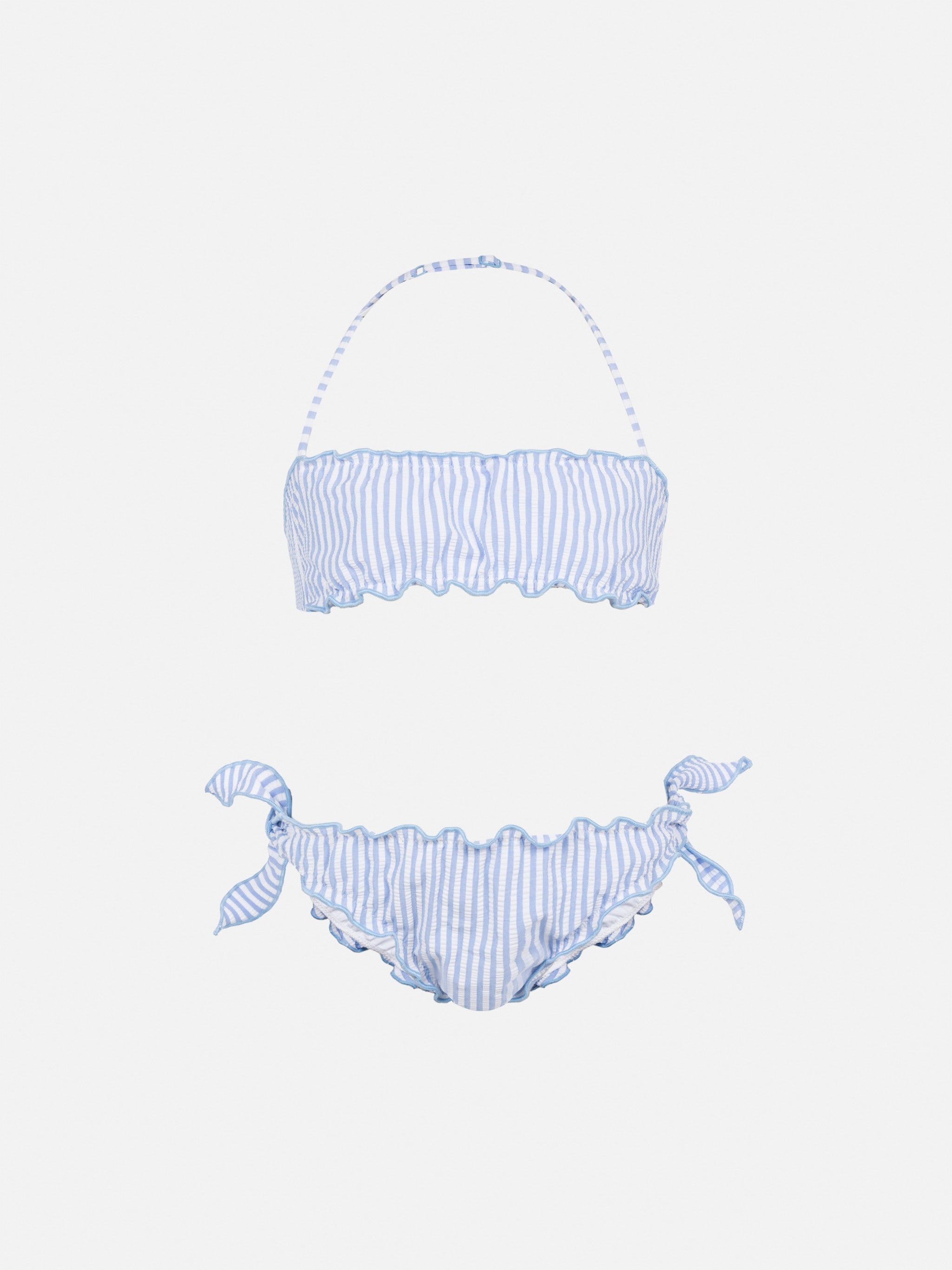 Emy Classic Bandeau Seersucker Bikini With Striped Print __single__