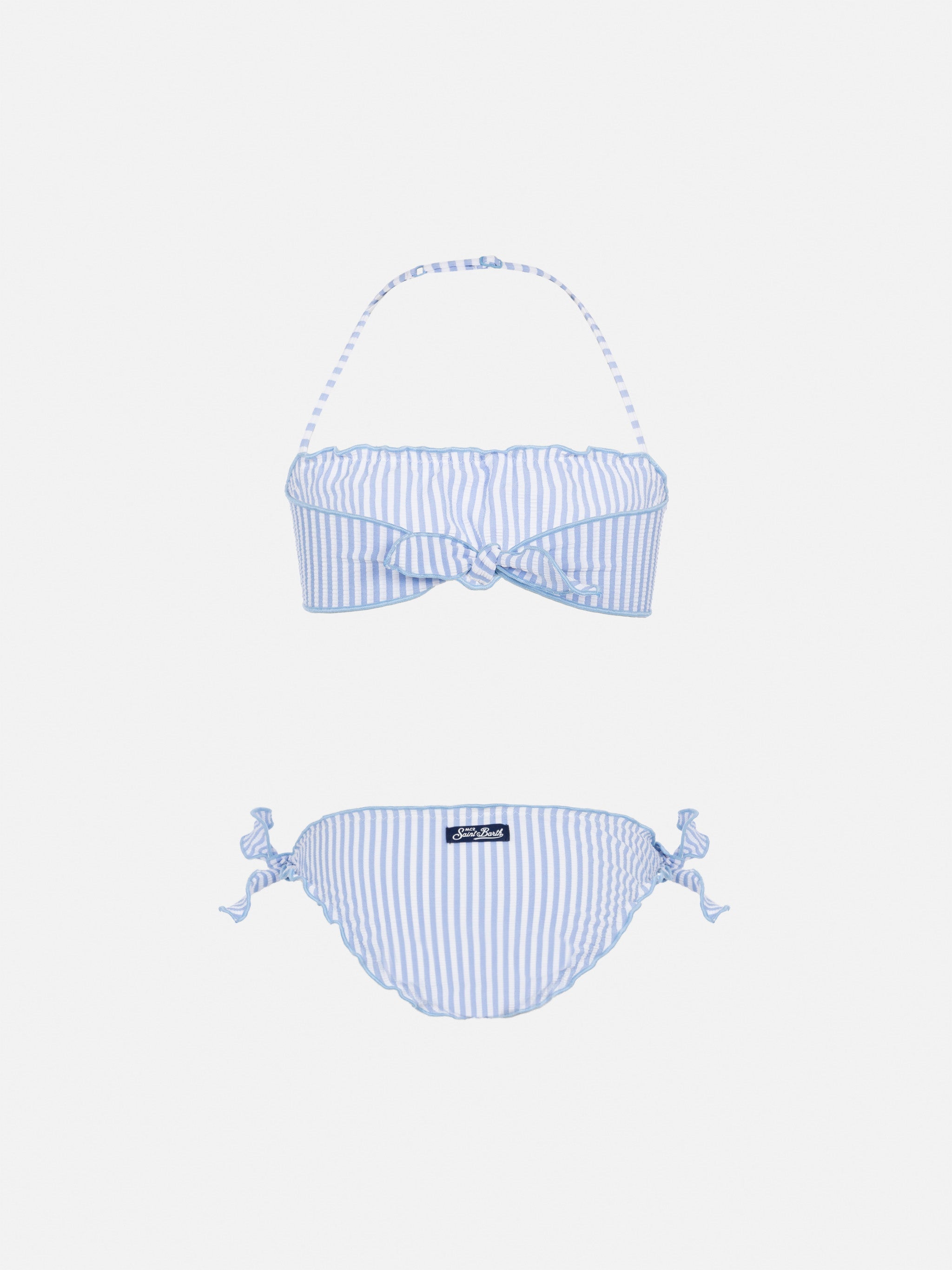 Emy Classic Bandeau Seersucker Bikini With Striped Print __single__