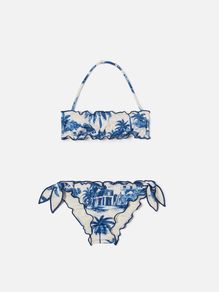 Emy Toile De Jouy Print Bikini Blue