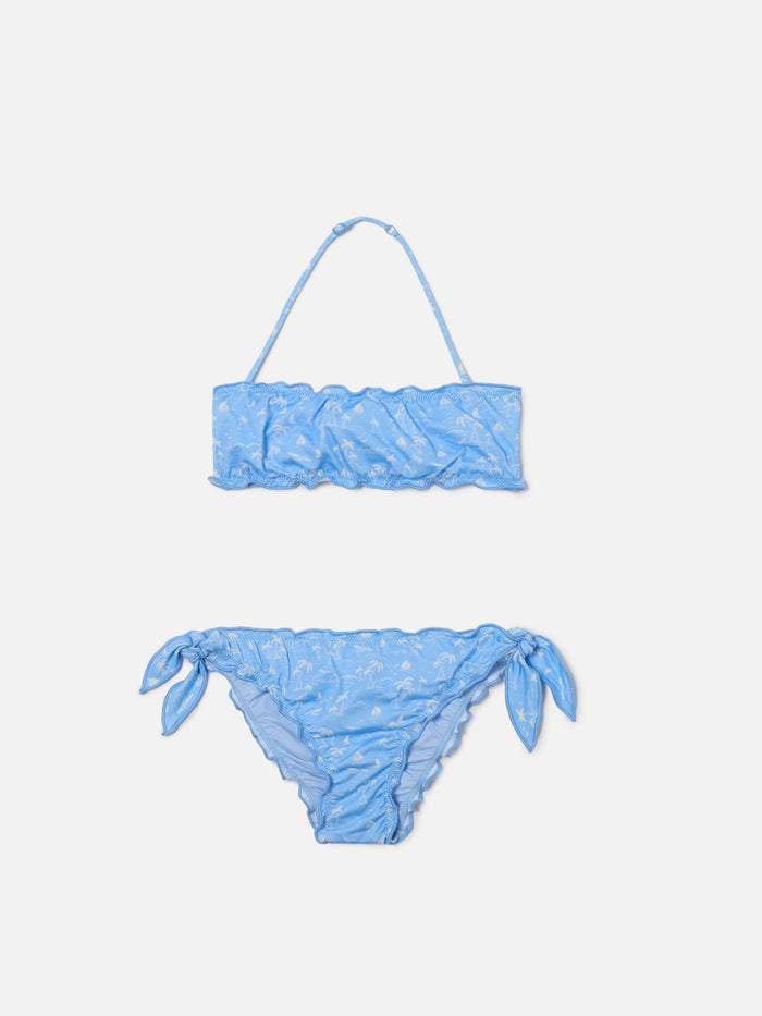 Emy Light Blue Tropical Print Bikini
