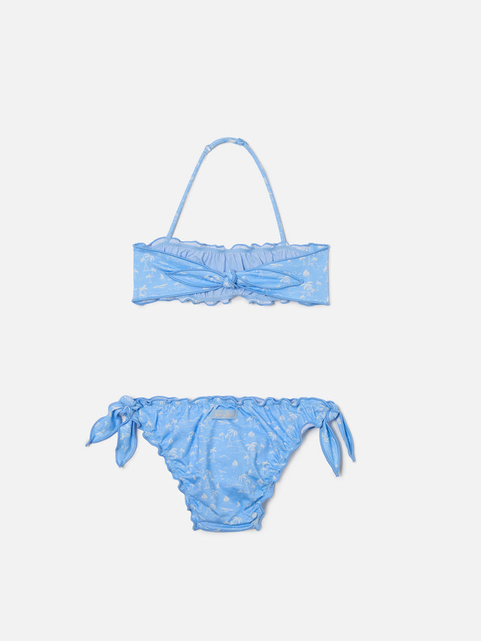 Emy Light Blue Tropical Print Bikini