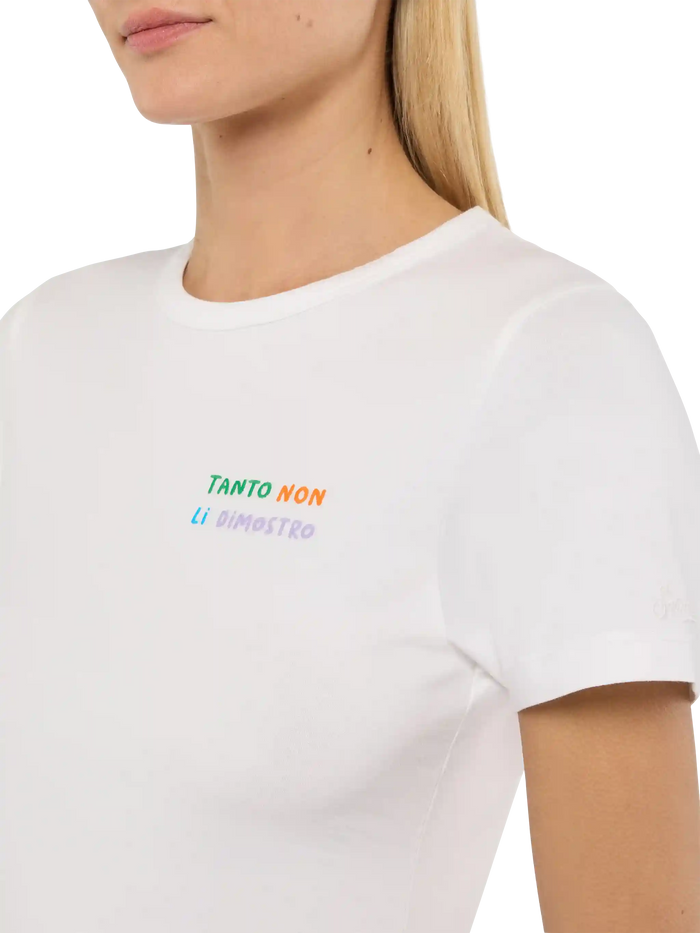 Emilie Cotton T-Shirt With Tanto Non Li Dimostro Embroidery White