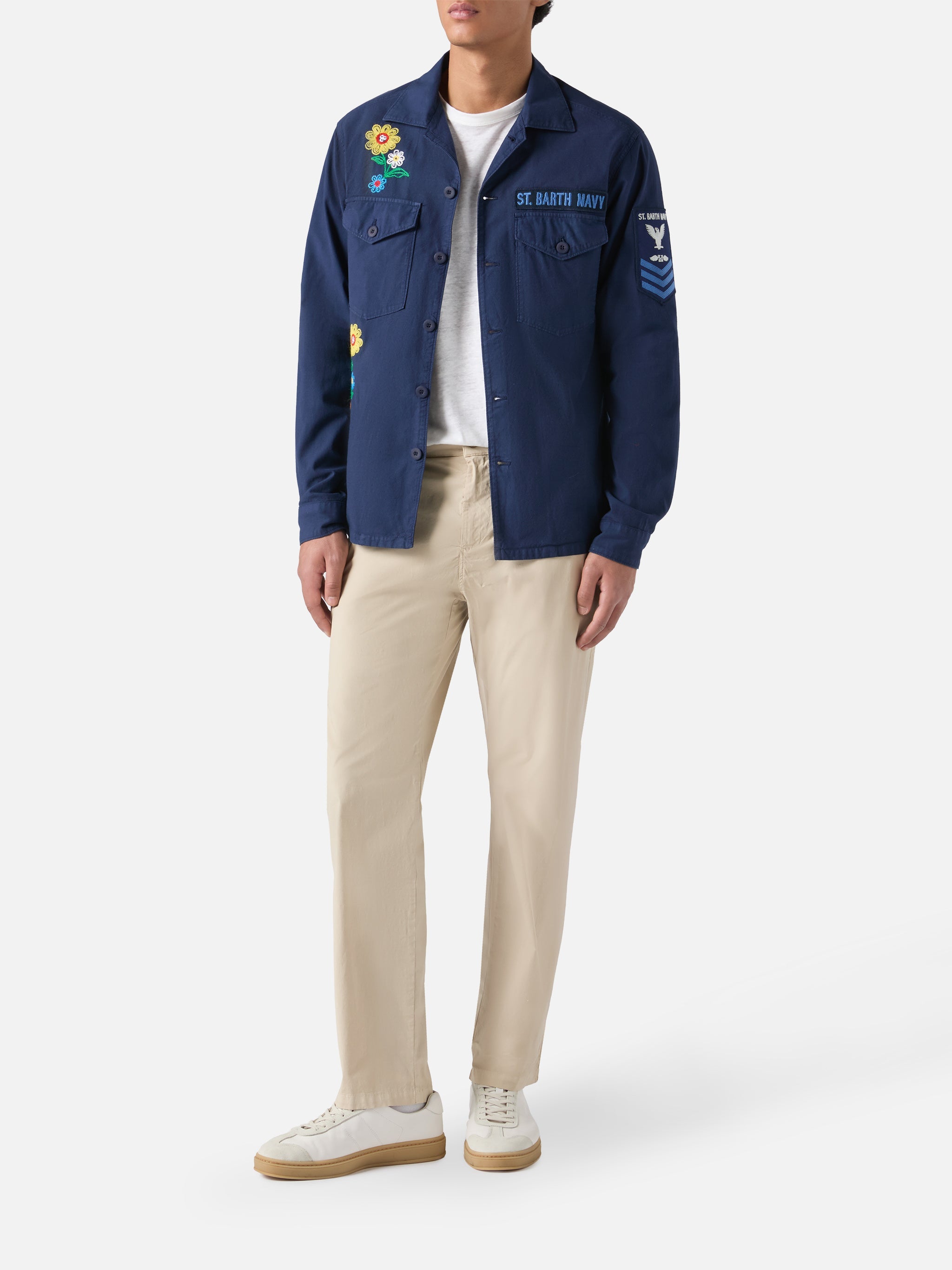 Esteban Embroidered Overshirt Navy Blue Jacket