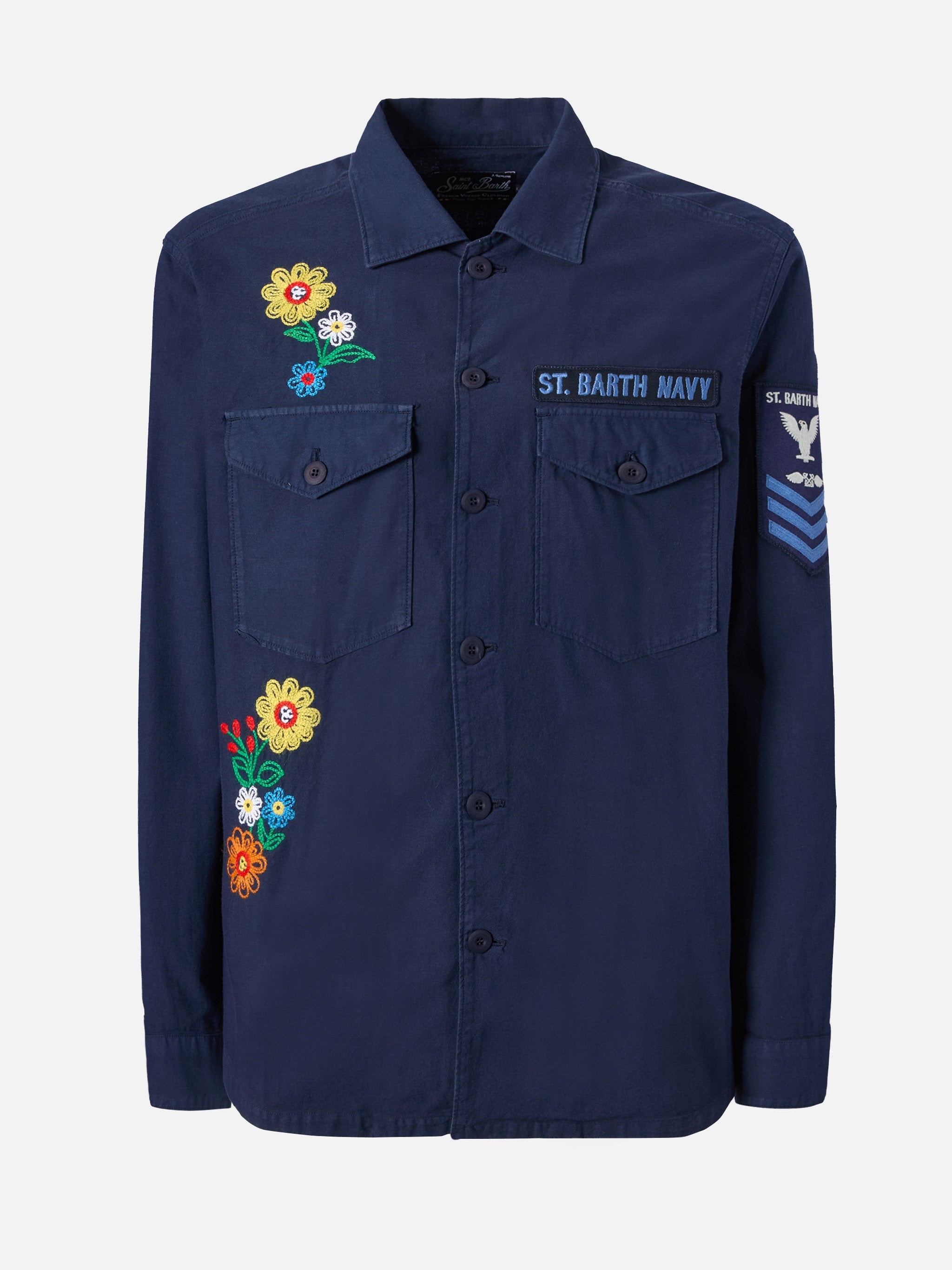 Esteban Embroidered Overshirt Navy Blue Jacket