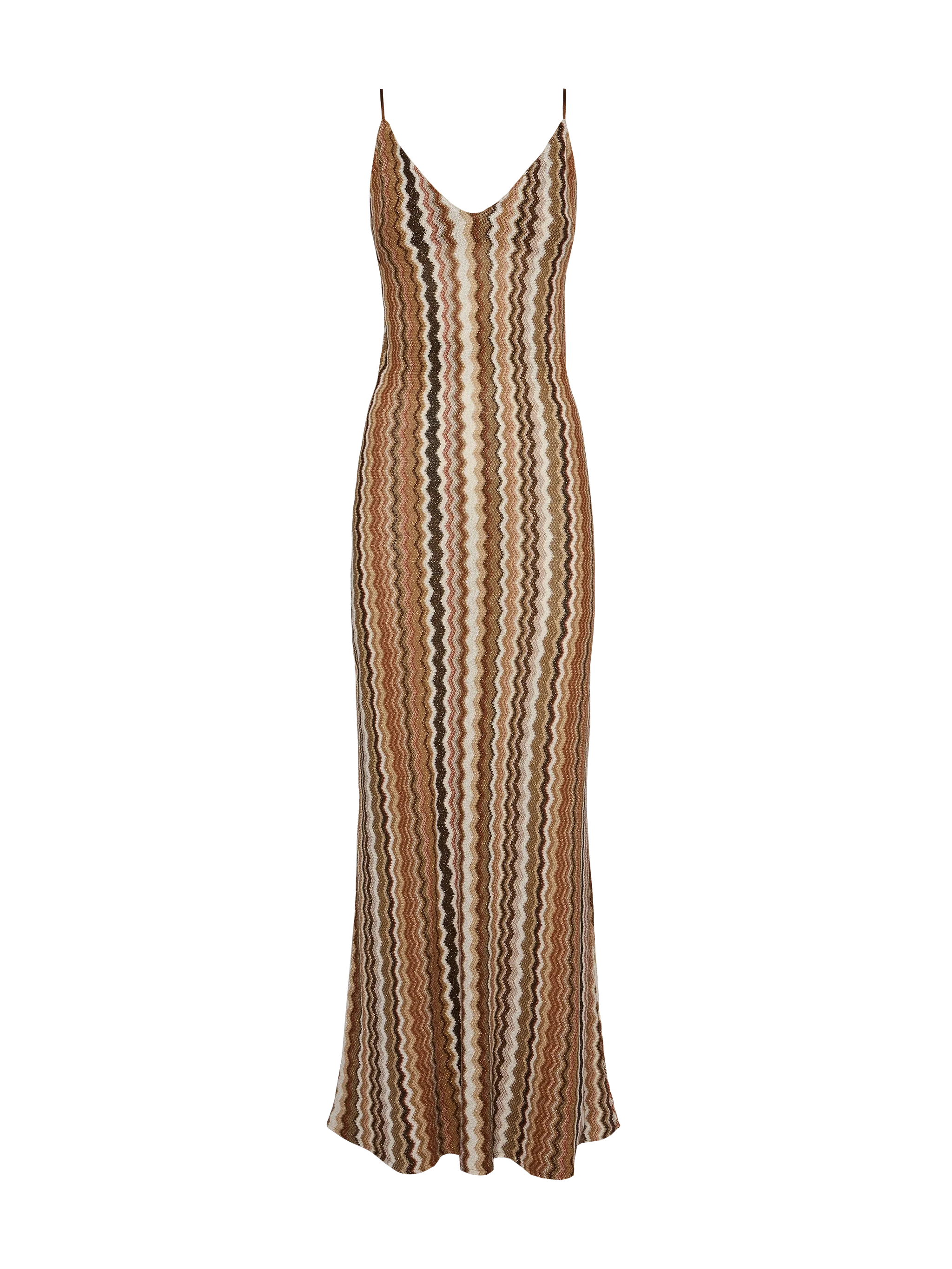 Eydis Raschel Knit Chevron Slip Dress Brown