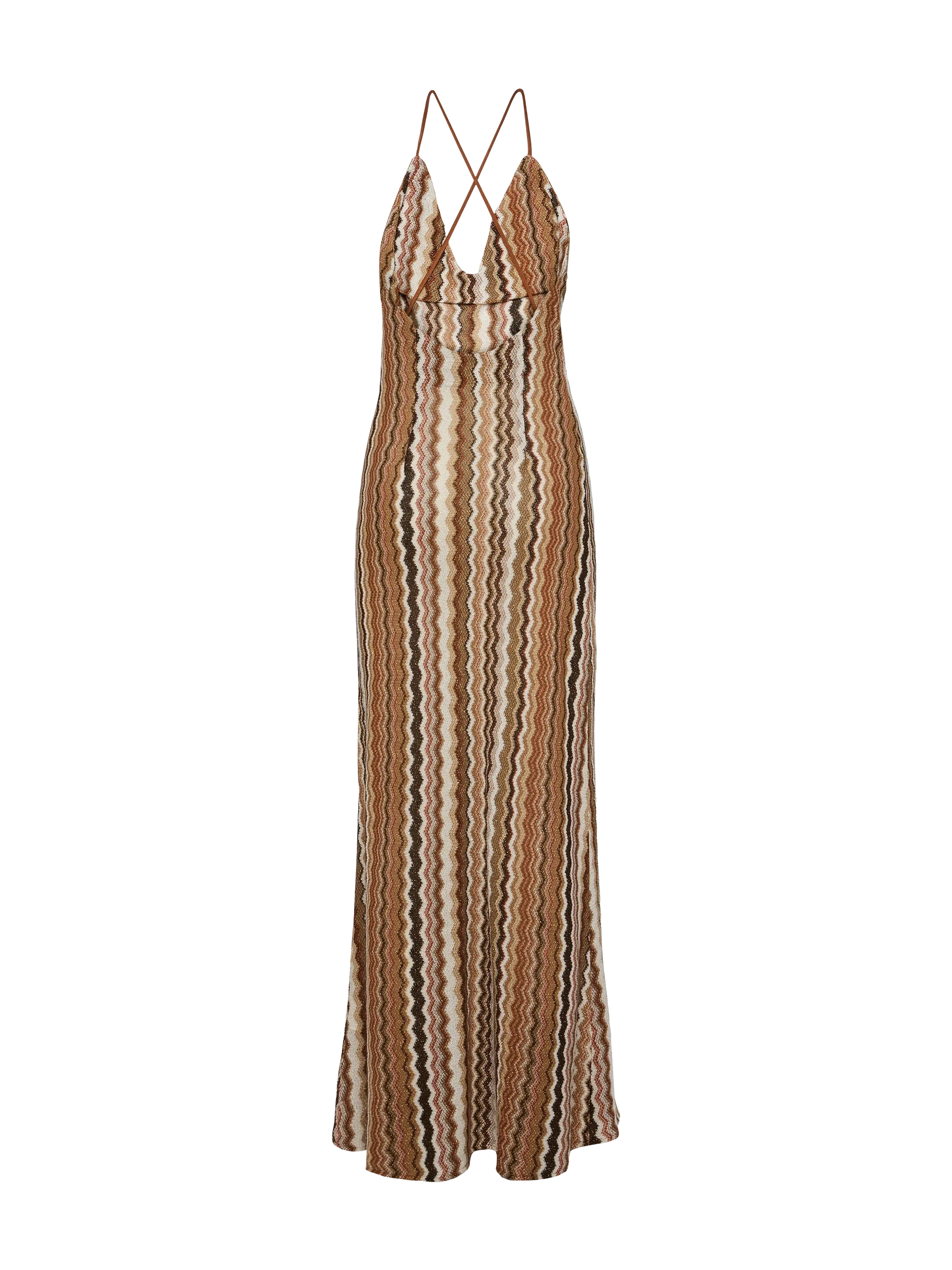 Eydis Raschel Knit Chevron Slip Dress Brown