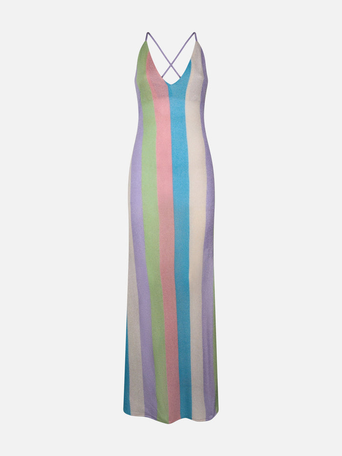 Eydis Striped Raschel Long Dress Pink