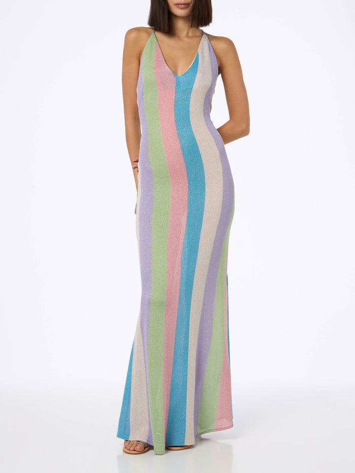 Eydis Striped Raschel Long Dress Pink