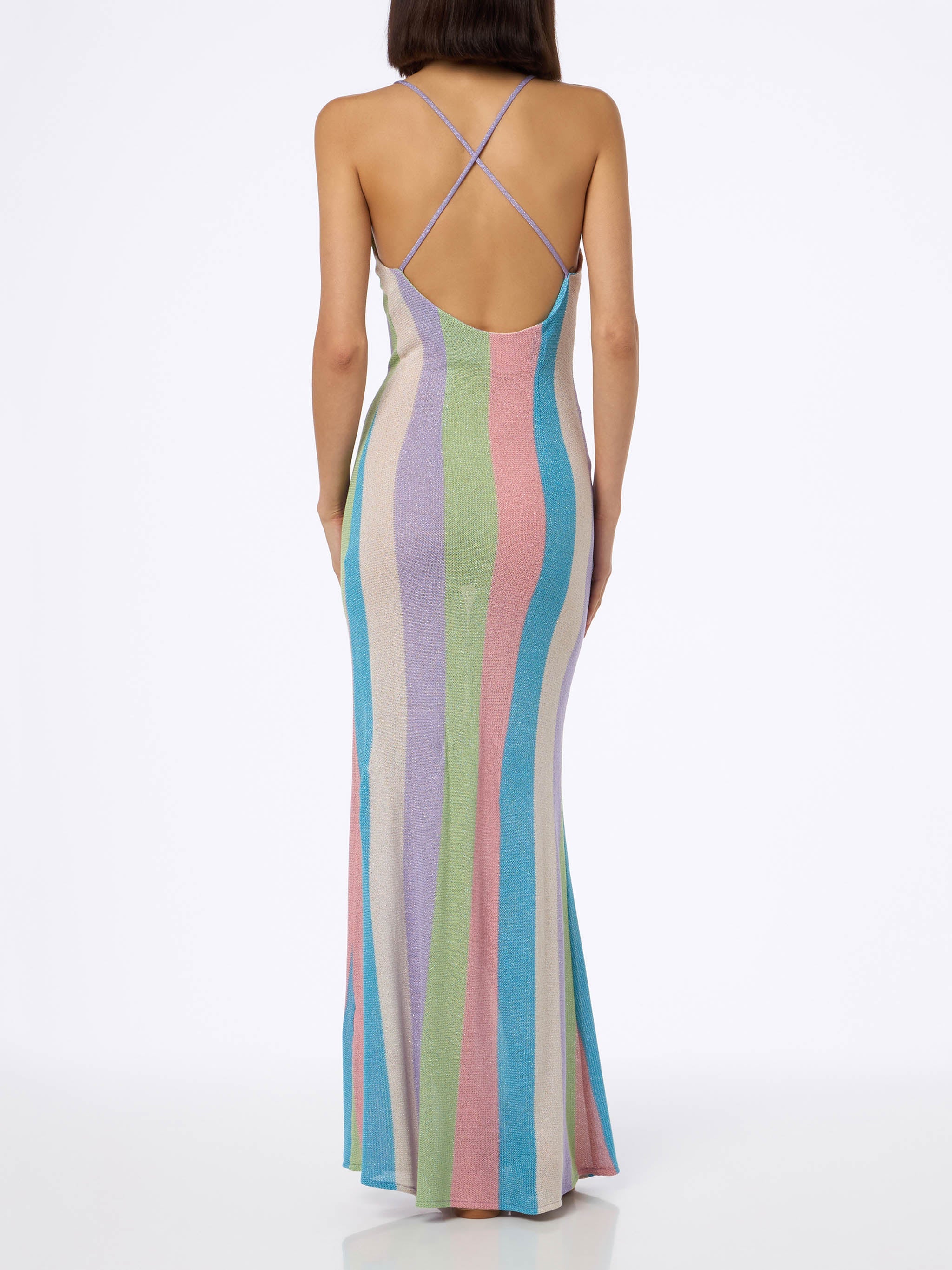 Eydis Striped Raschel Long Dress Pink
