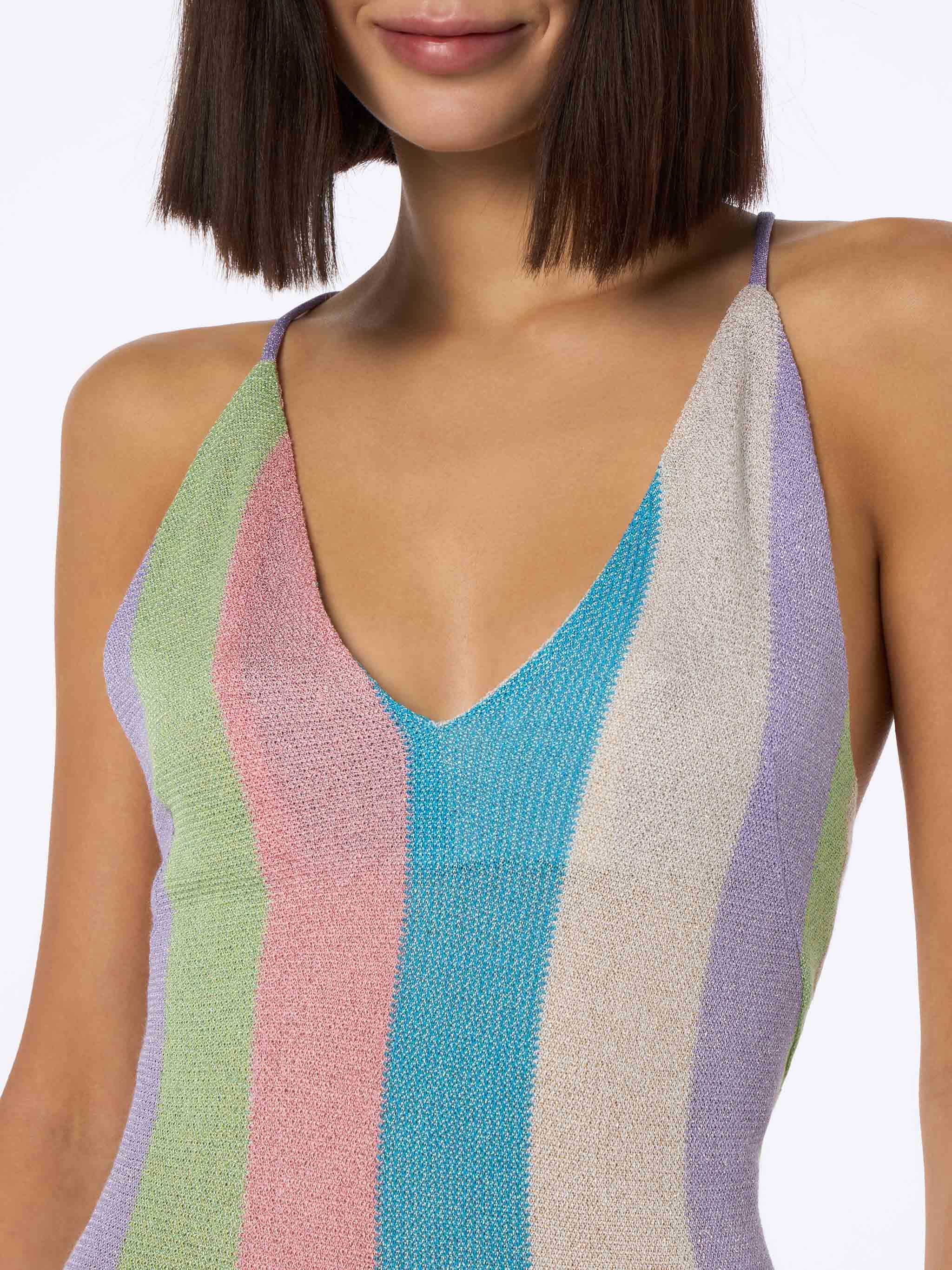 Eydis Striped Raschel Long Dress Pink