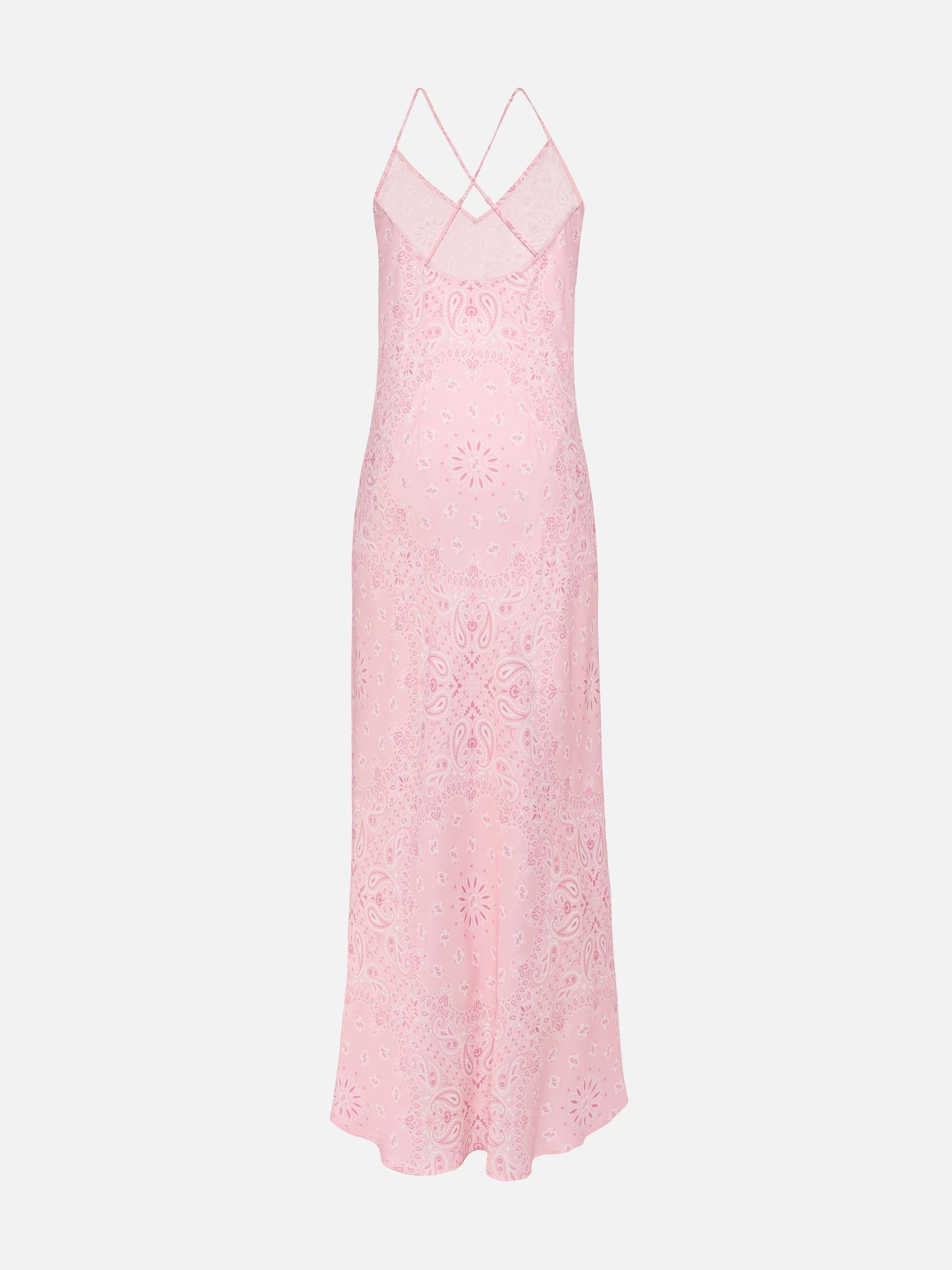 Eydis Satin Slip Dress With Bandana Print Pink