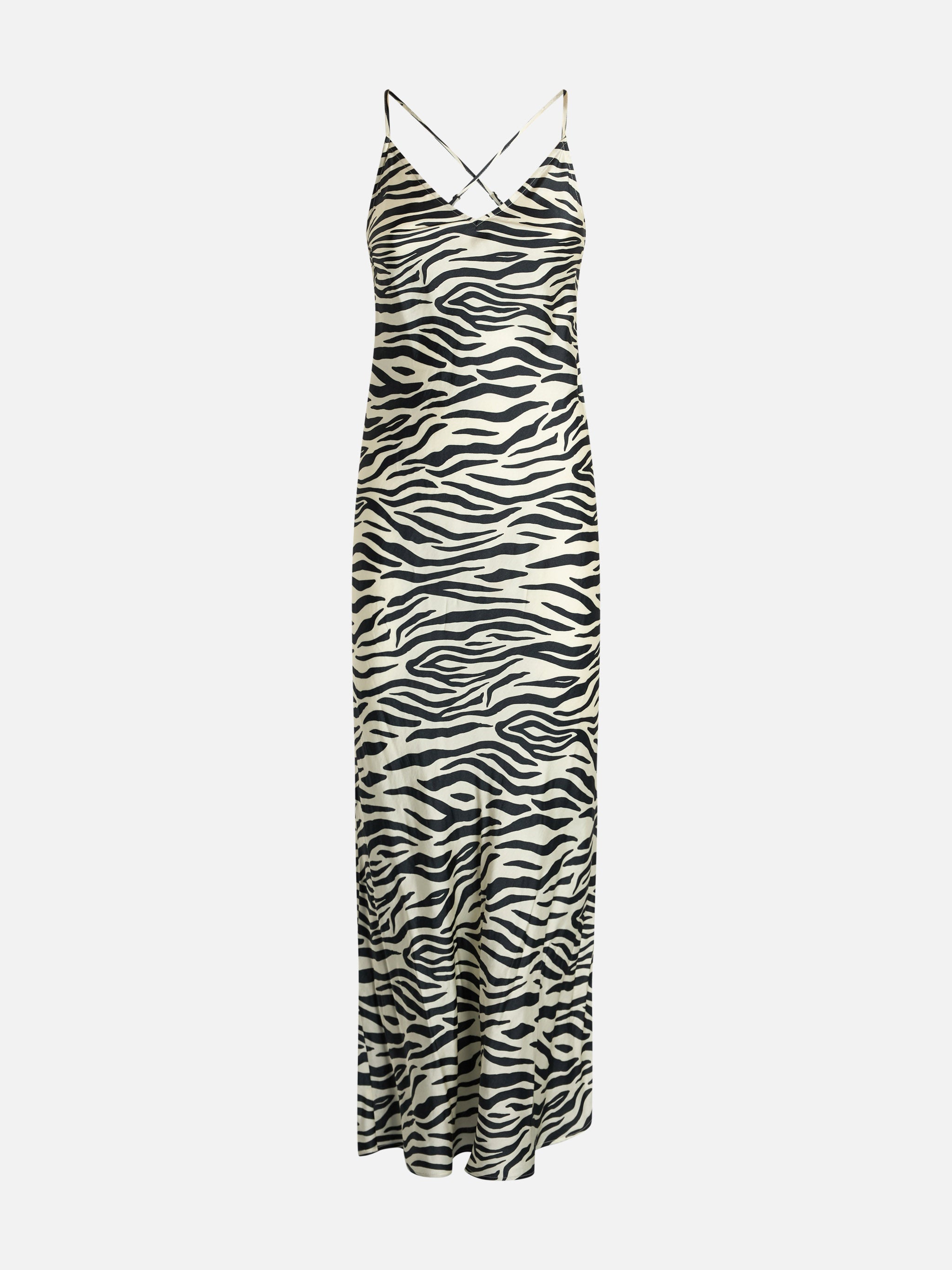 Eydis Zebra Satin Slip Dress White